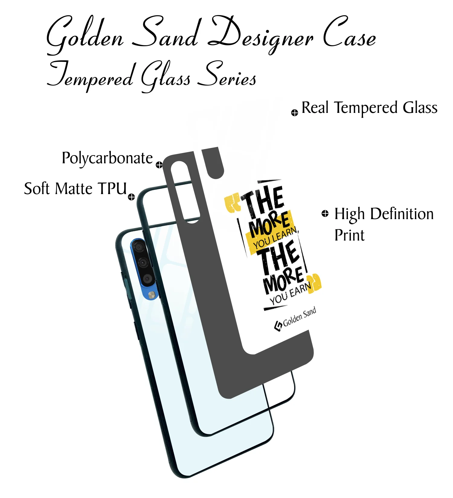 Golden Sand Slim Designer Glass Series For Samsung Galaxy A70s [Quotes 26] - Image 3