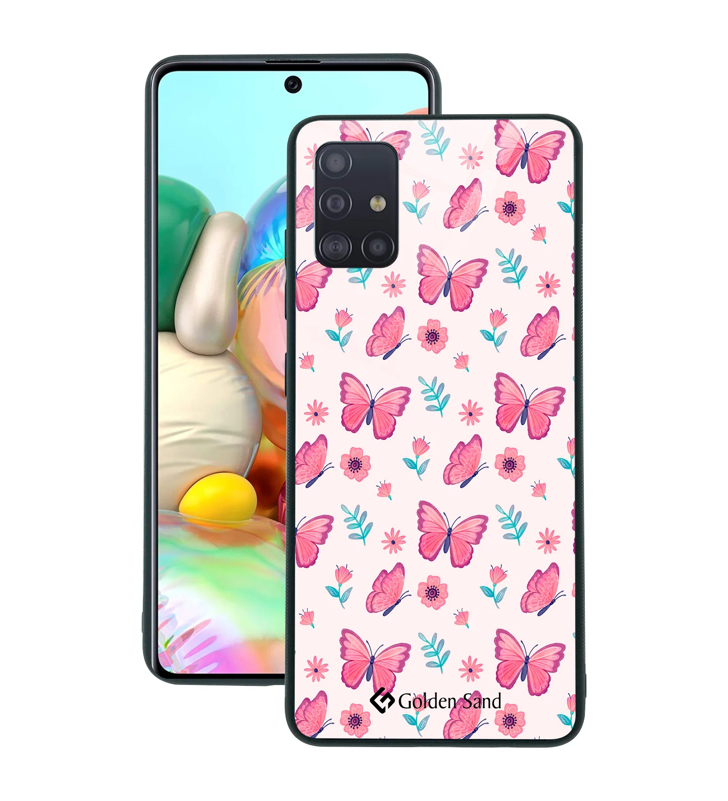 Golden Sand Slim Designer Glass Series For Samsung Galaxy A71 [Butterfly 1]