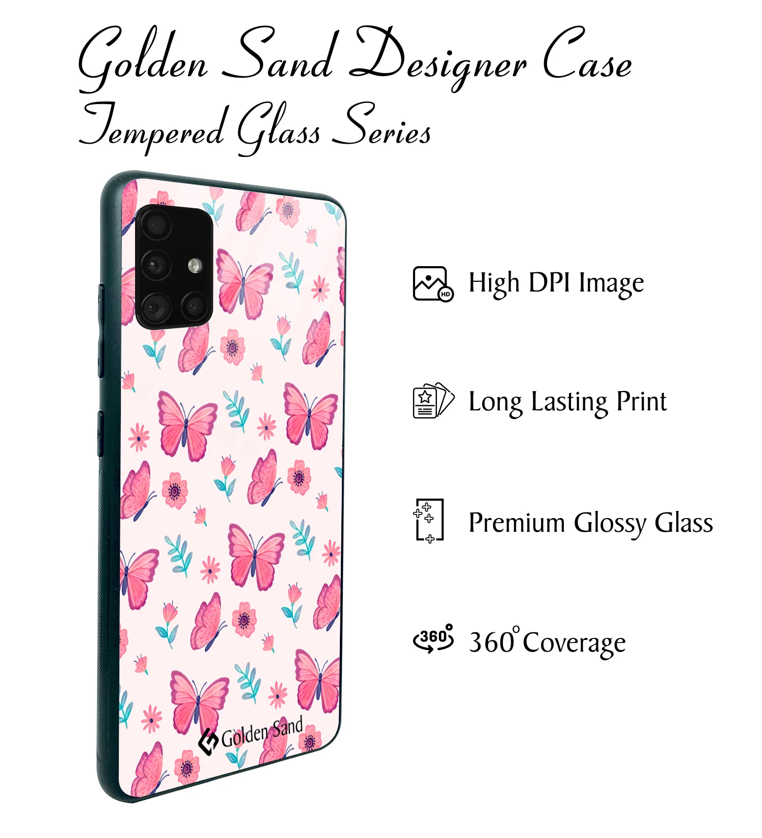 Golden Sand Slim Designer Glass Series For Samsung Galaxy A71 [Butterfly 1] - Image 2