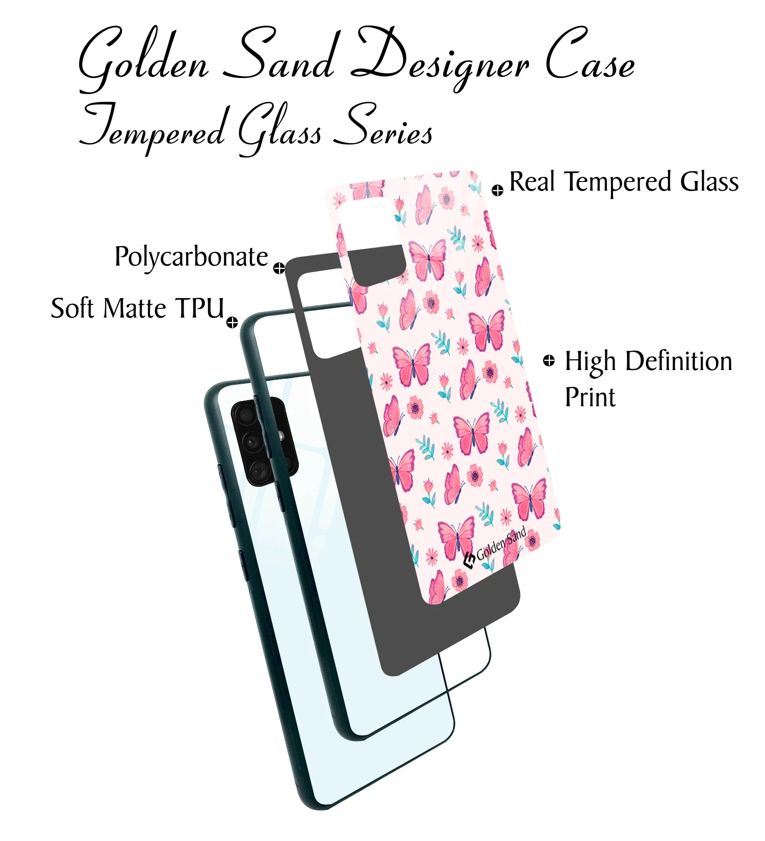 Golden Sand Slim Designer Glass Series For Samsung Galaxy A71 [Butterfly 1] - Image 3