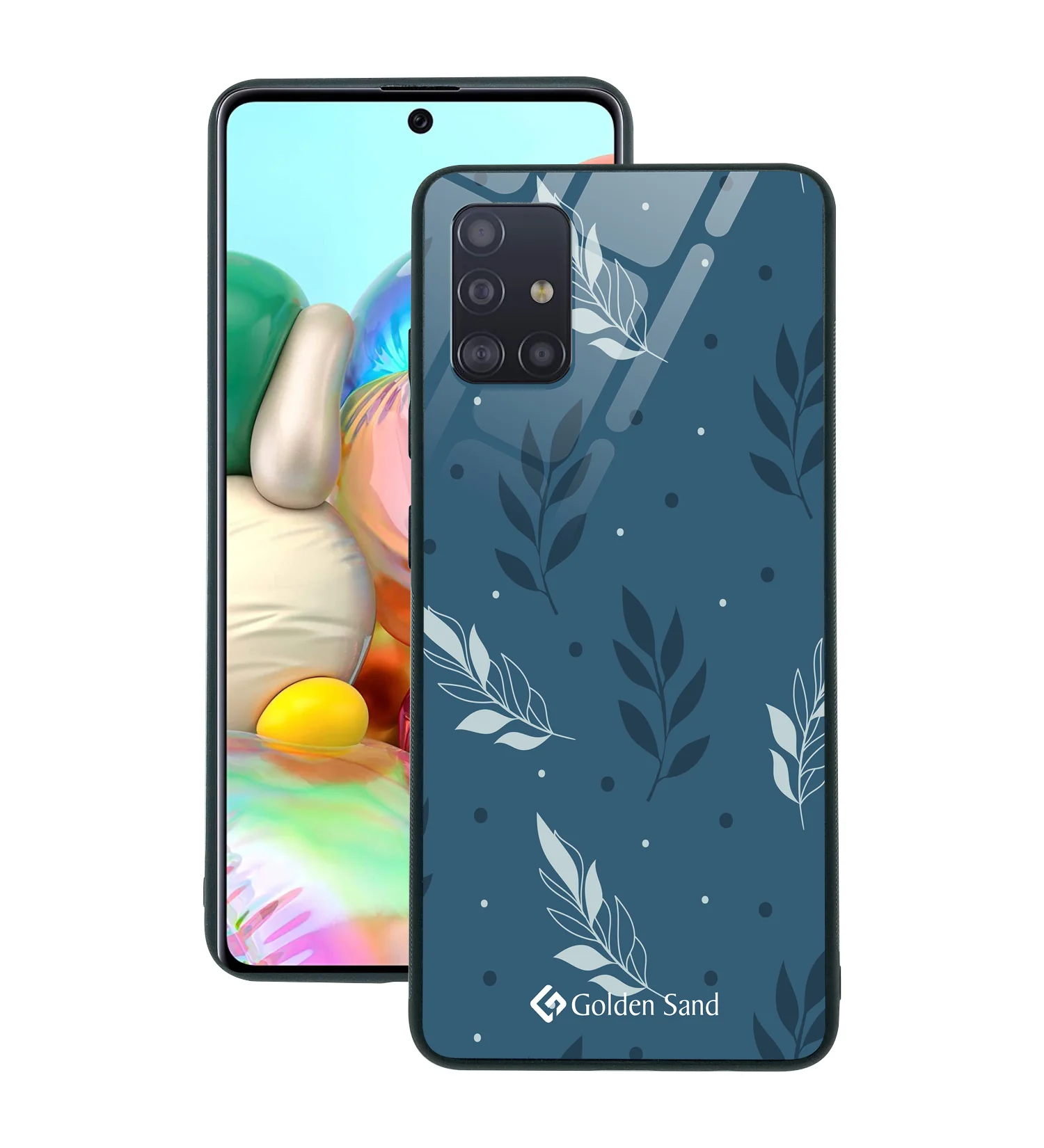 Golden Sand Slim Designer Glass Series For Samsung Galaxy A71 [Leaves 3]