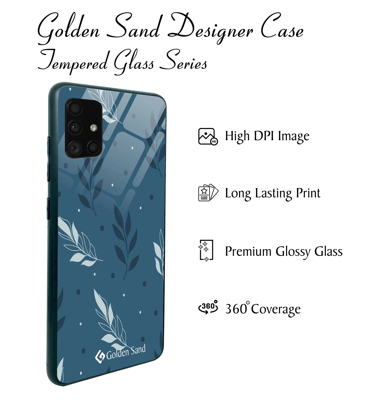 Golden Sand Slim Designer Glass Series For Samsung Galaxy A71 [Leaves 3] - Image 2