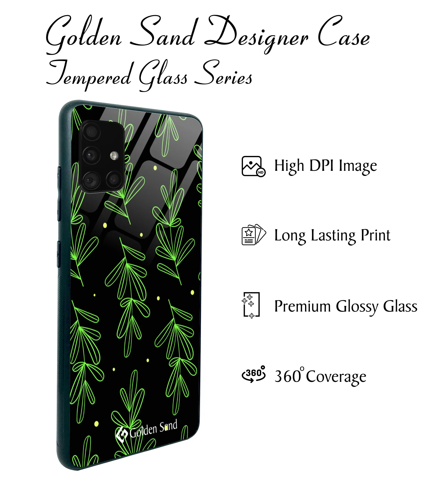 Golden Sand Slim Designer Glass Series For Samsung Galaxy A71 [Leaves 4] - Image 2