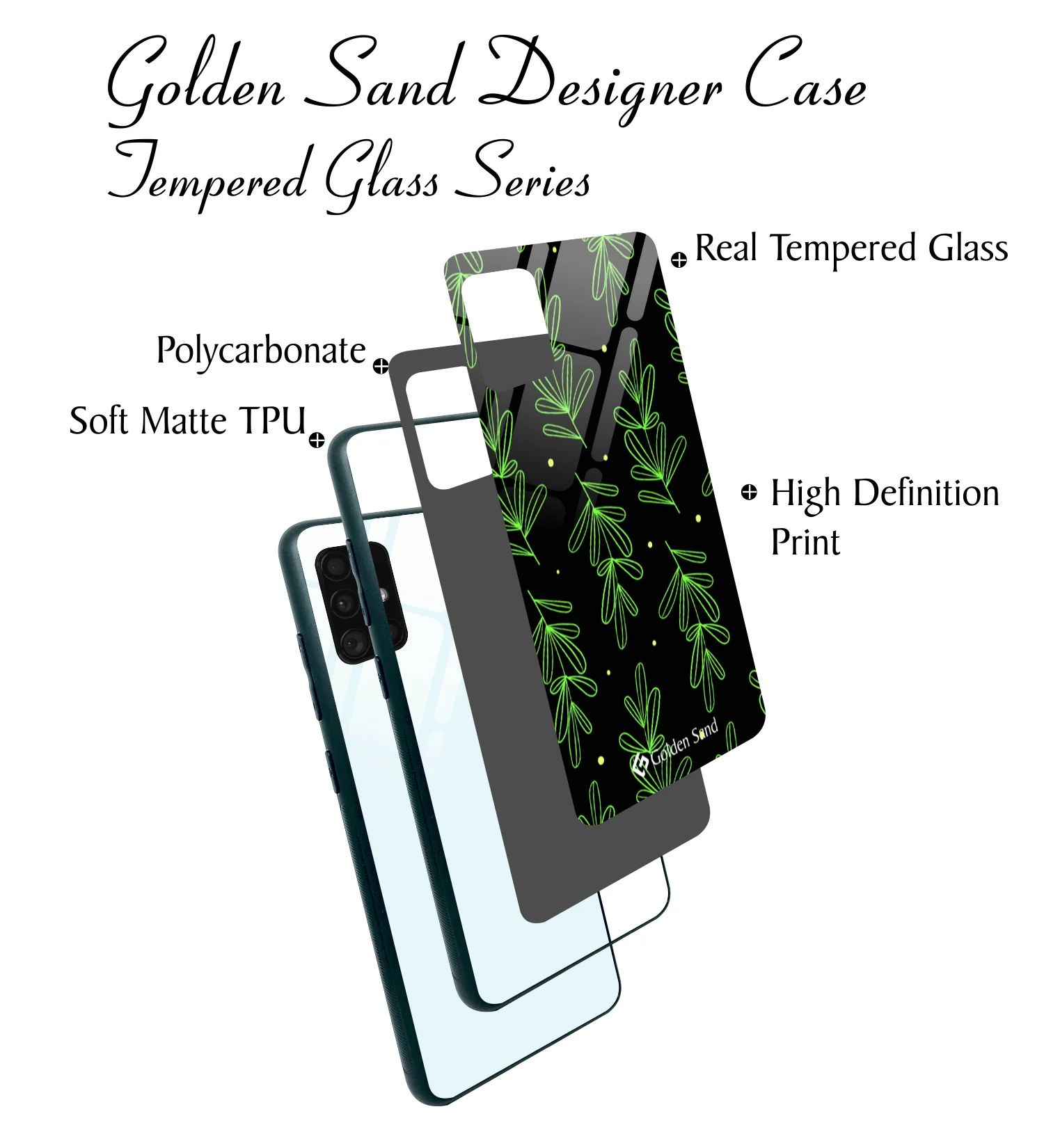 Golden Sand Slim Designer Glass Series For Samsung Galaxy A71 [Leaves 4] - Image 3