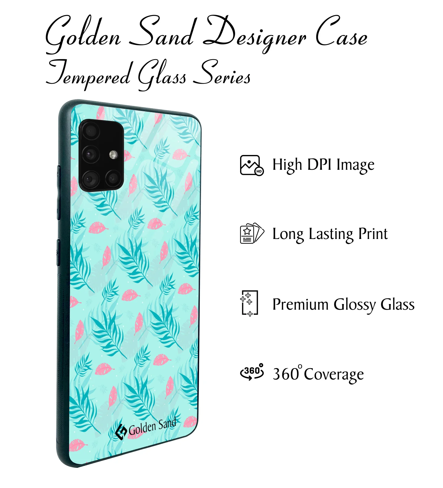 Golden Sand Slim Designer Glass Series For Samsung Galaxy A71 [Leaves 5] - Image 2