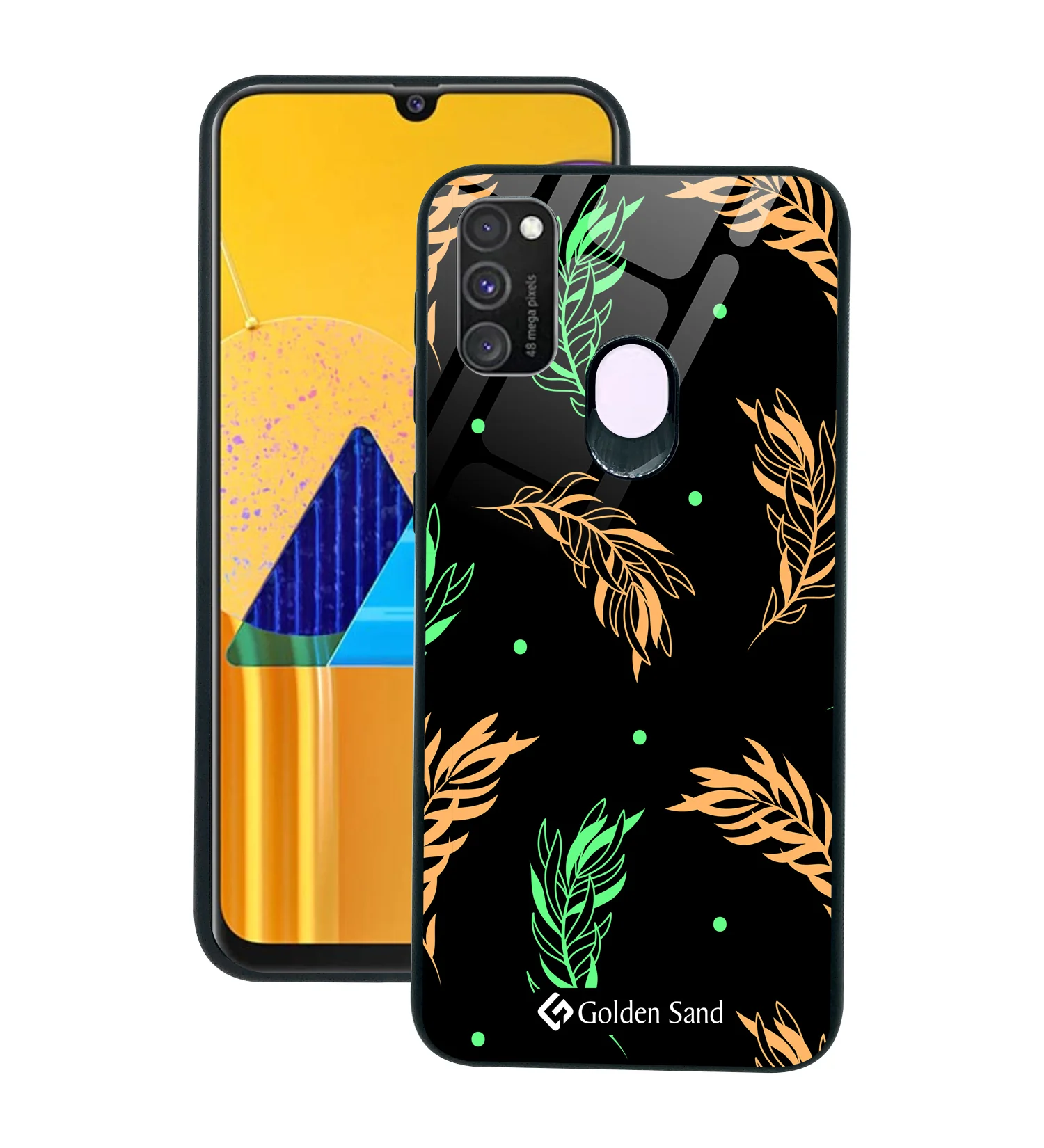 Golden Sand Slim Designer Glass Series For Samsung Galaxy M30s [Leaves 2]