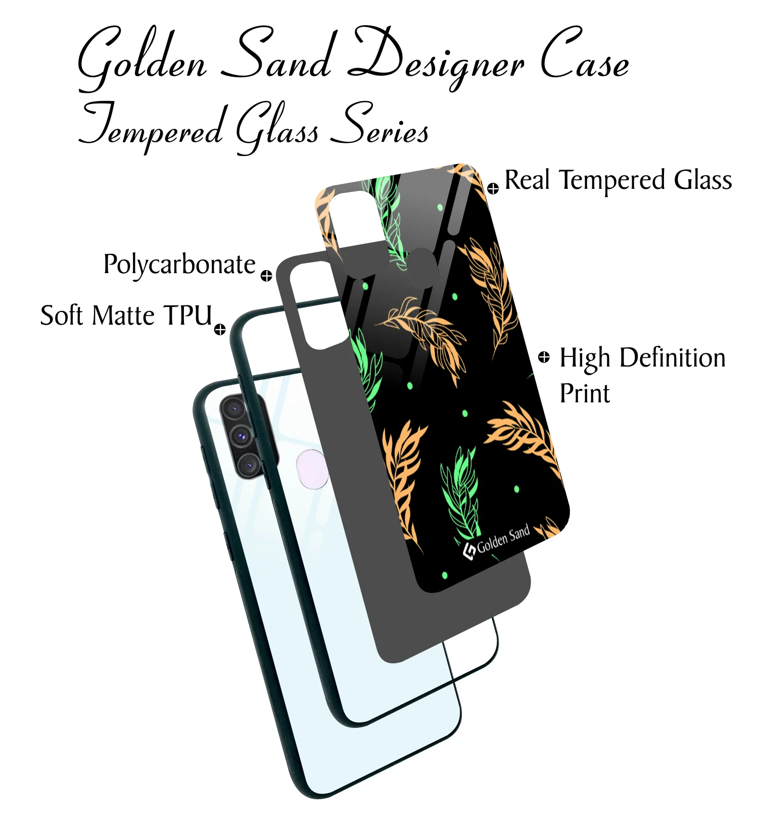 Golden Sand Slim Designer Glass Series For Samsung Galaxy M30s [Leaves 2] - Image 3