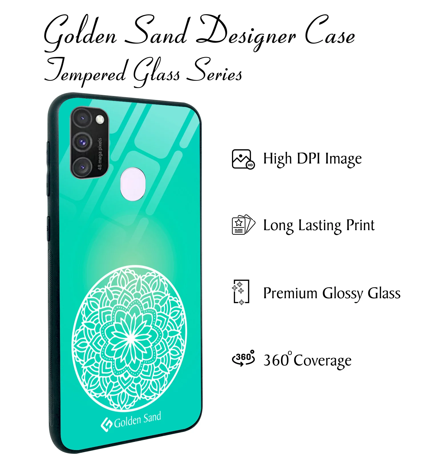 Golden Sand Slim Designer Glass Series For Samsung Galaxy M30s [Mandala 1] - Image 2