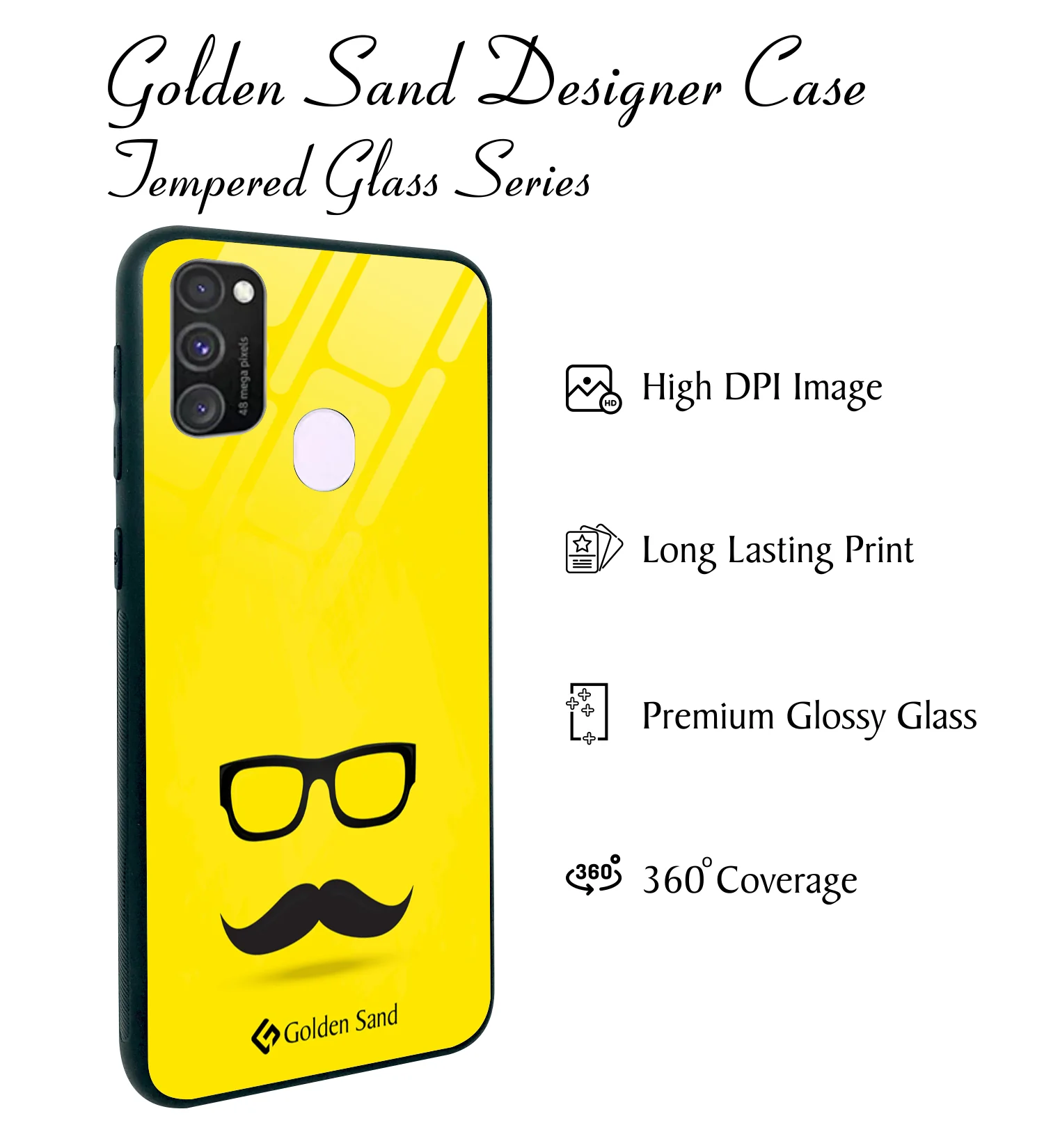 Golden Sand Slim Designer Glass Series For Samsung Galaxy M30s [Moustach] - Image 2