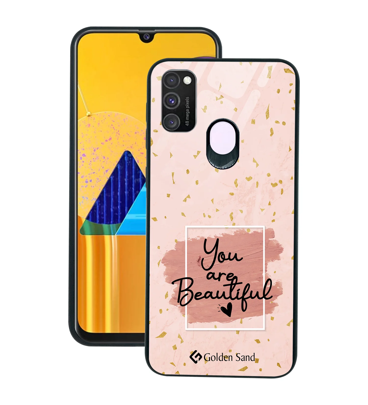 Golden Sand Slim Designer Glass Series For Samsung Galaxy M30s [Quotes 1]