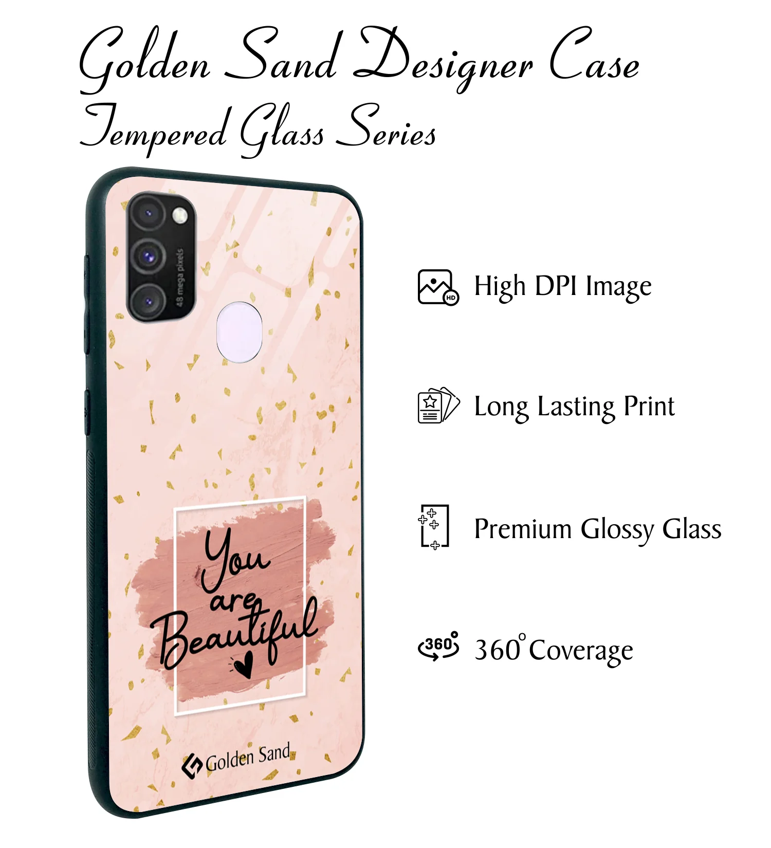 Golden Sand Slim Designer Glass Series For Samsung Galaxy M30s [Quotes 1] - Image 2