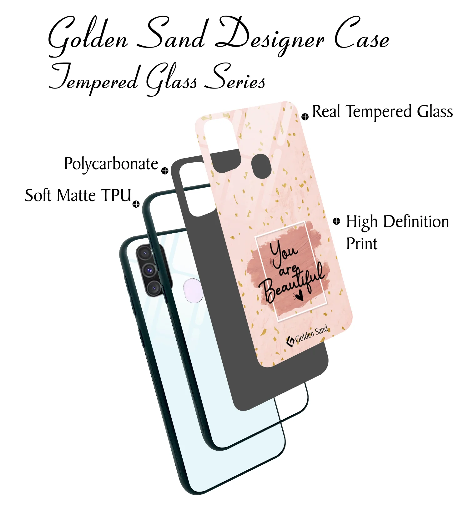 Golden Sand Slim Designer Glass Series For Samsung Galaxy M30s [Quotes 1] - Image 3