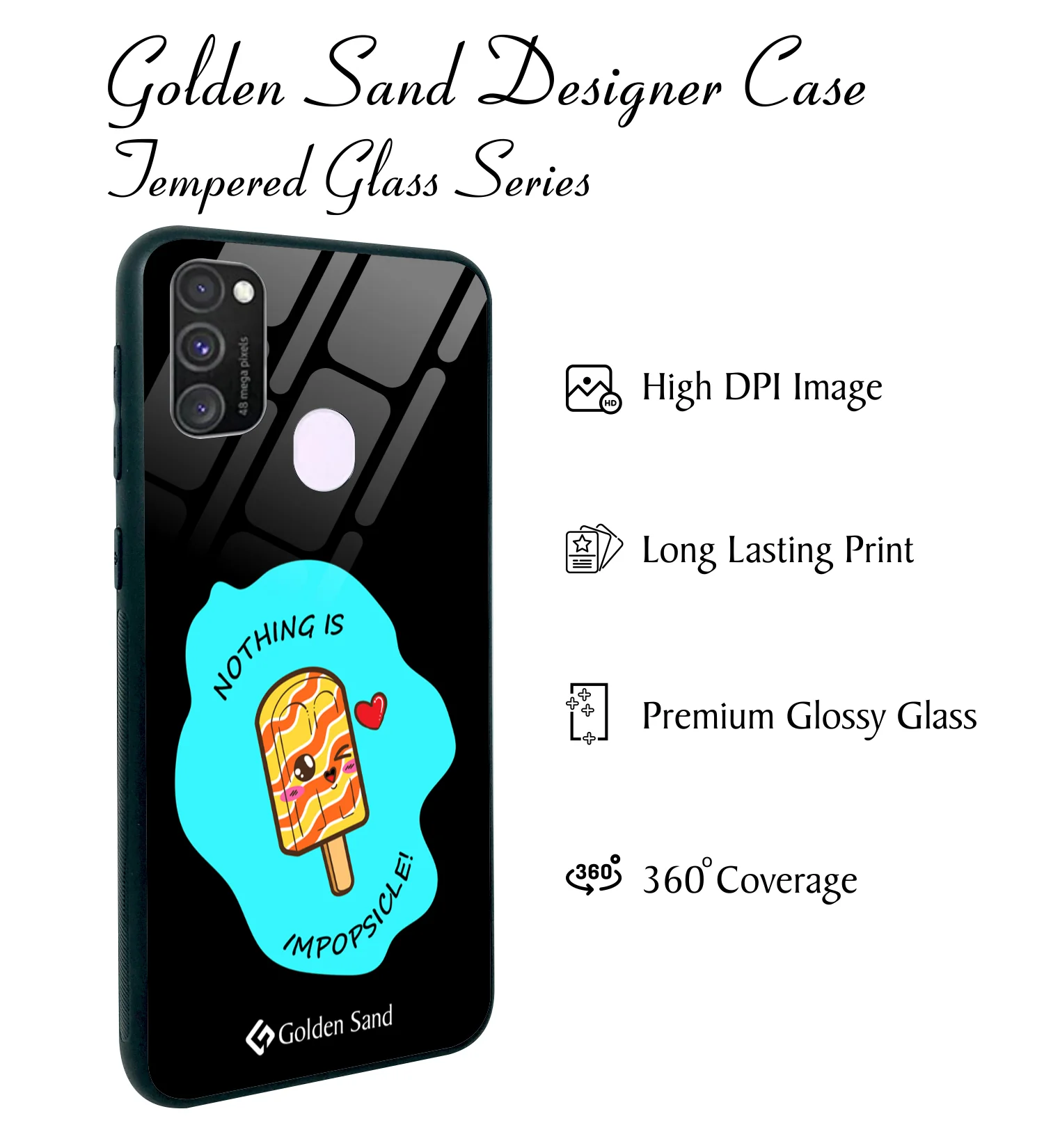 Golden Sand Slim Designer Glass Series For Samsung Galaxy M30s [Quotes 22] - Image 2