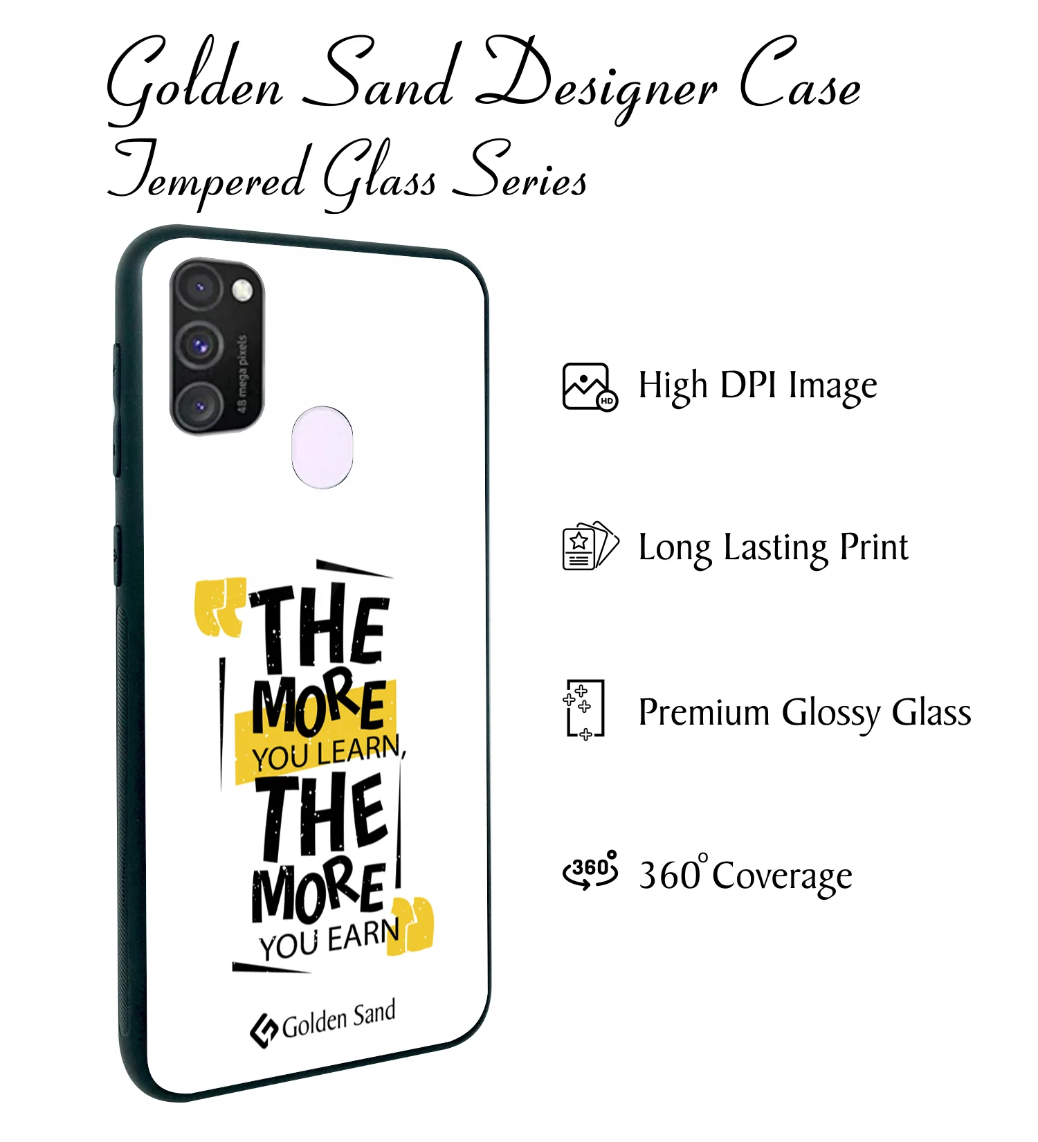 Golden Sand Slim Designer Glass Series For Samsung Galaxy M30s [Quotes 26] - Image 2