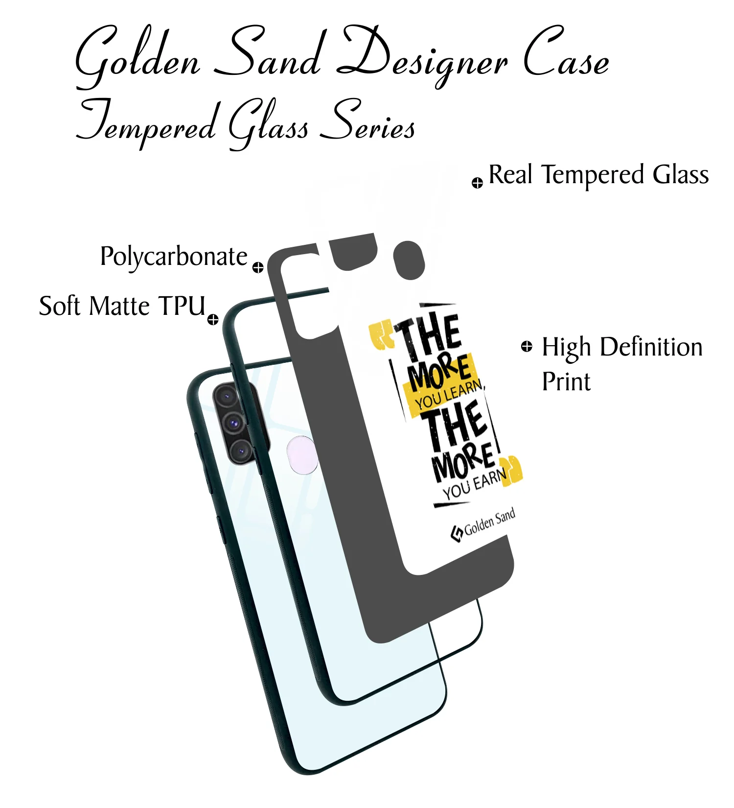 Golden Sand Slim Designer Glass Series For Samsung Galaxy M30s [Quotes 26] - Image 3