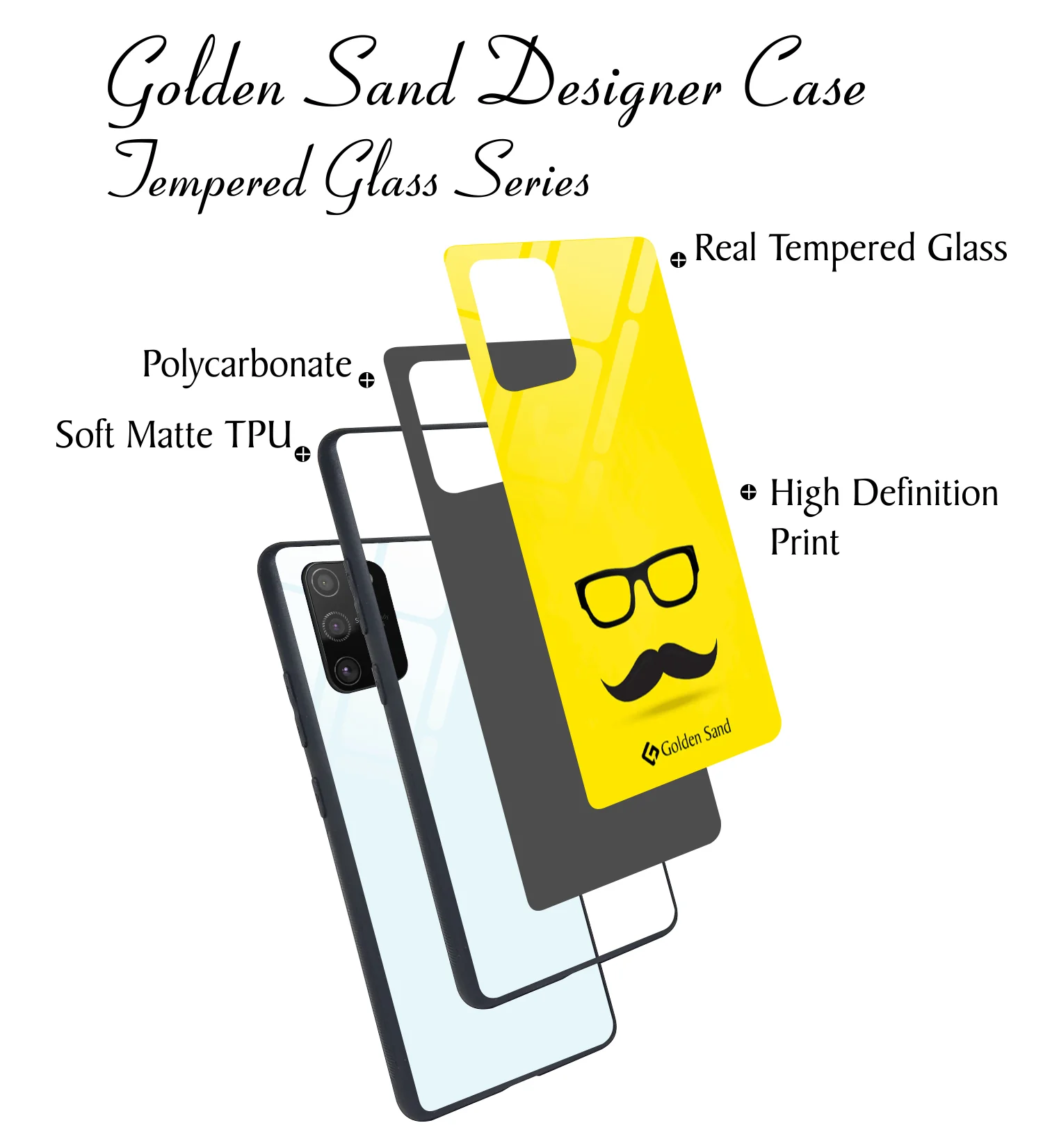 Golden Sand Slim Designer Glass Series For Samsung Galaxy S10 Lite [Moustach] - Image 3