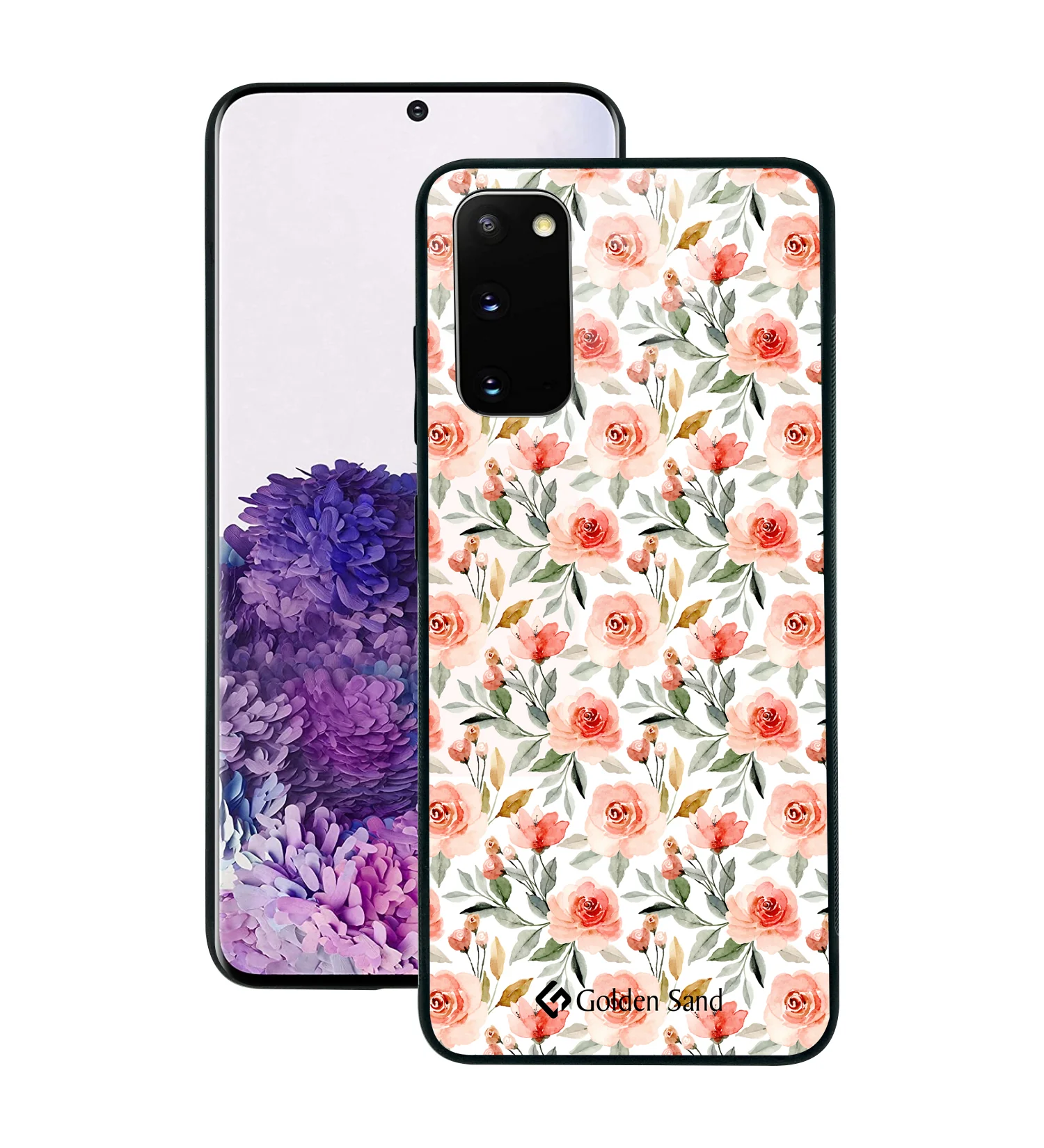 Golden Sand Slim Designer Glass Series For Samsung Galaxy S20 [Flower 1]
