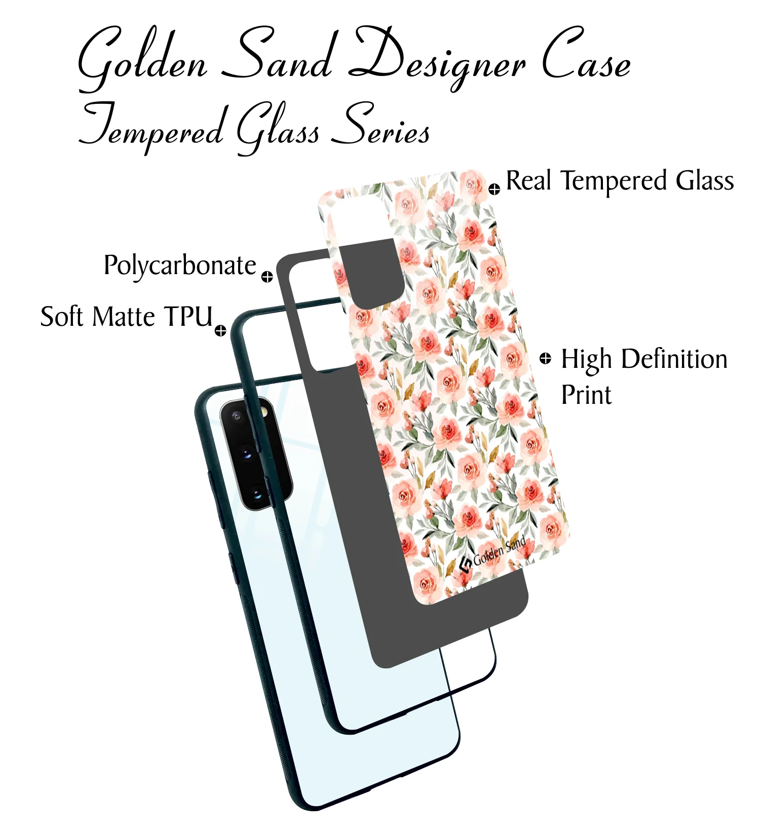 Golden Sand Slim Designer Glass Series For Samsung Galaxy S20 [Flower 1] - Image 3