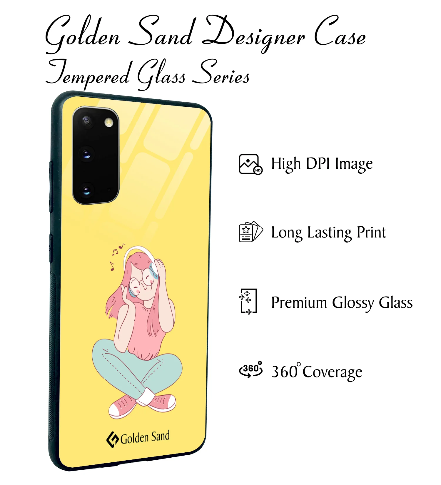Golden Sand Slim Designer Glass Series For Samsung Galaxy S20 [Girl 2] - Image 2