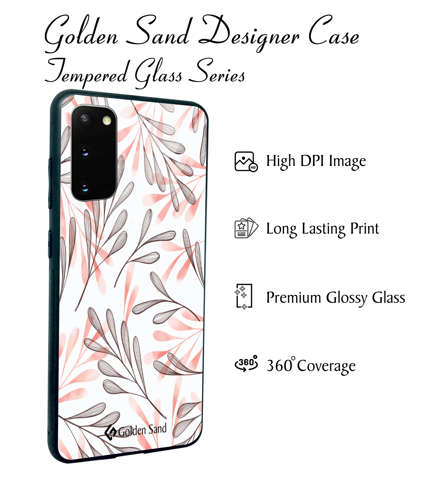 Golden Sand Slim Designer Glass Series For Samsung Galaxy S20 [Leaves 1] - Image 2