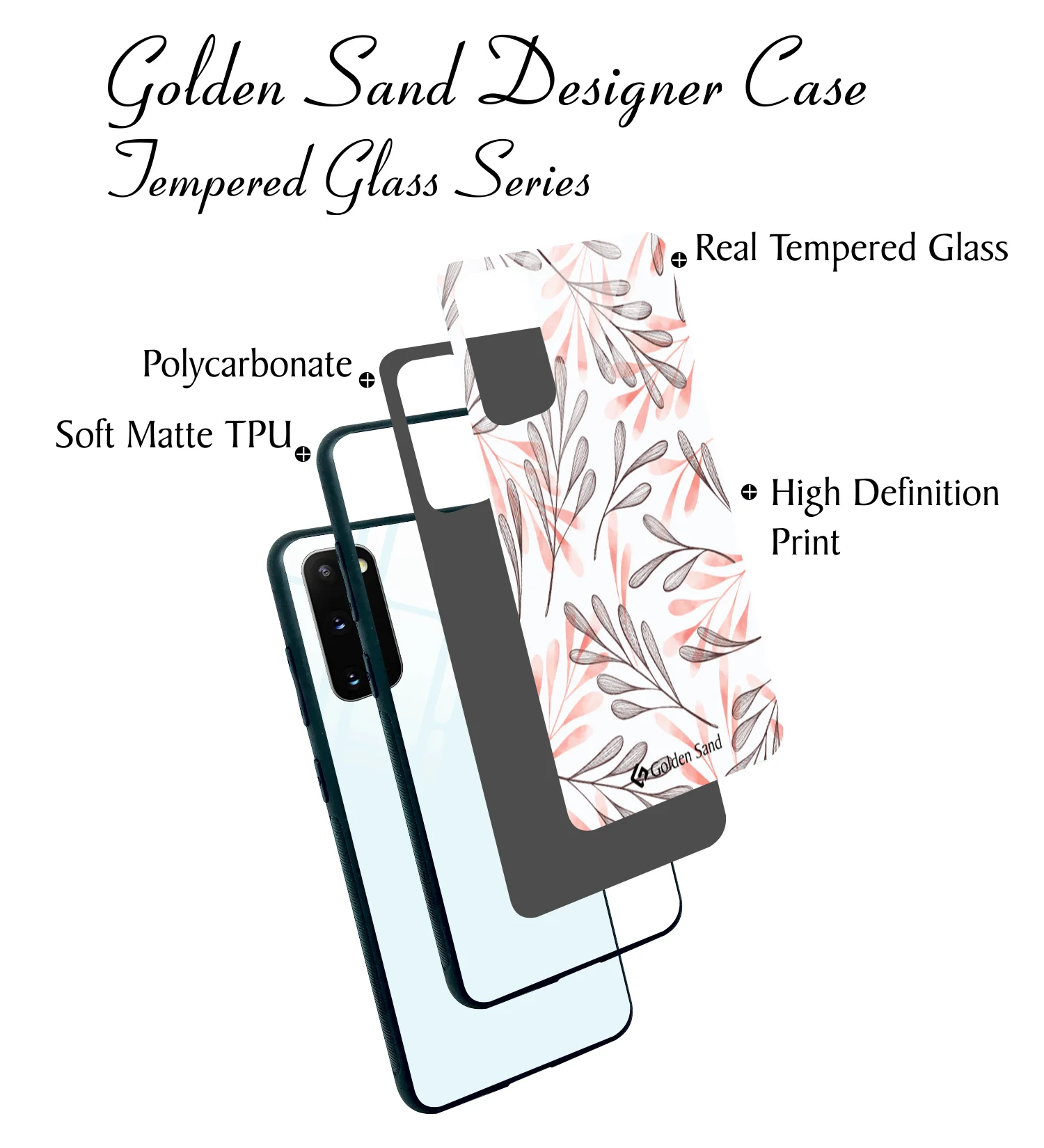 Golden Sand Slim Designer Glass Series For Samsung Galaxy S20 [Leaves 1] - Image 3