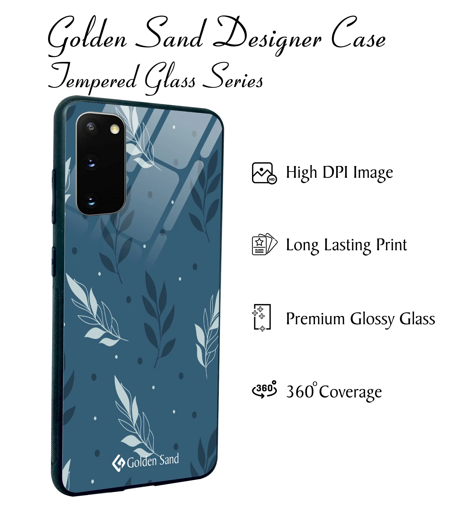 Golden Sand Slim Designer Glass Series For Samsung Galaxy S20 [Leaves 3] - Image 2
