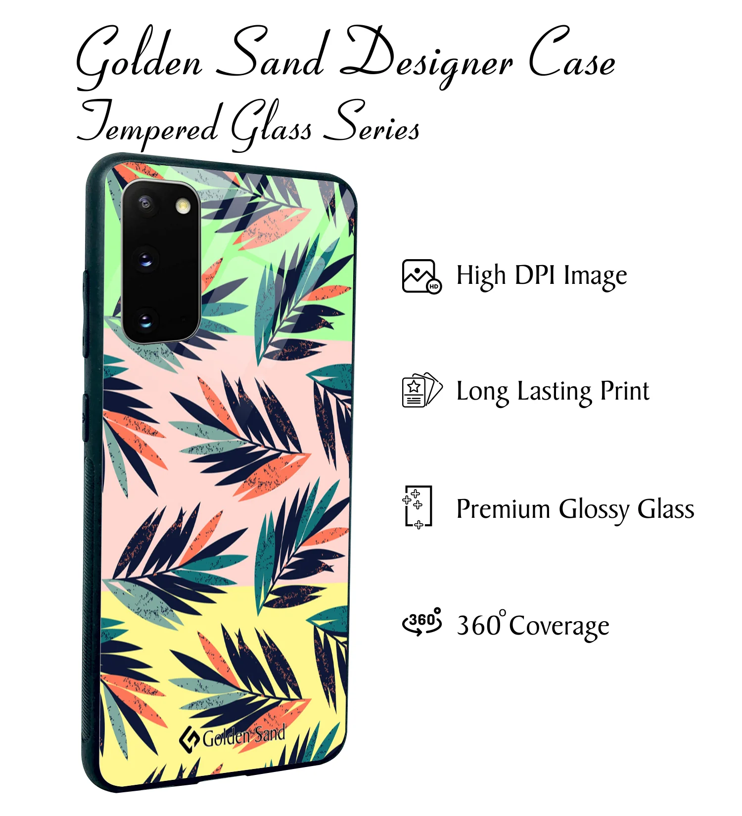 Golden Sand Slim Designer Glass Series For Samsung Galaxy S20 [Leaves 6] - Image 2