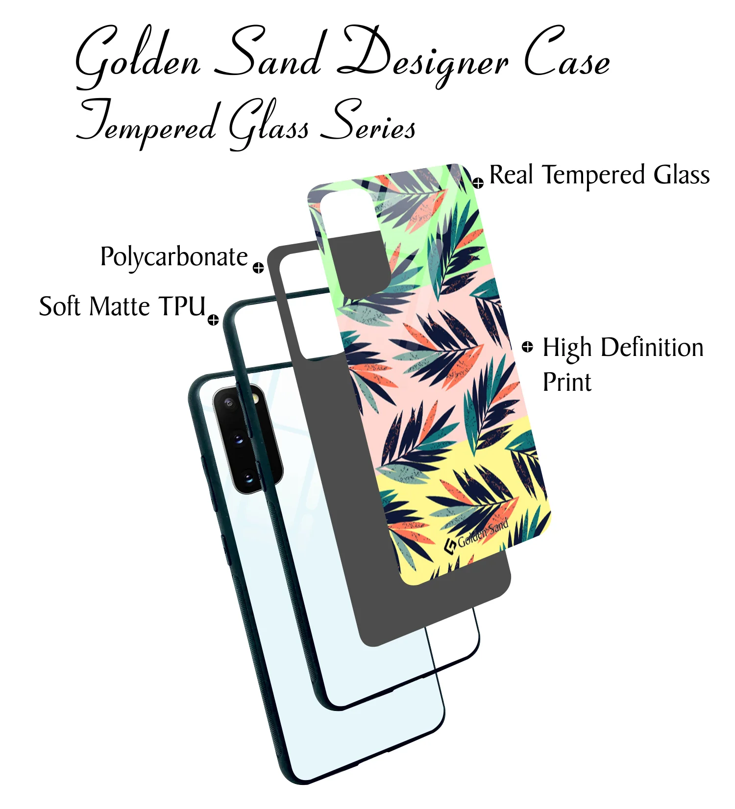 Golden Sand Slim Designer Glass Series For Samsung Galaxy S20 [Leaves 6] - Image 3