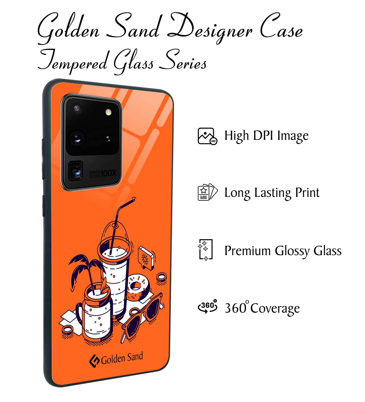 Golden Sand Slim Designer Glass Series For Samsung Galaxy S20 Ultra [Beach 1] - Image 2
