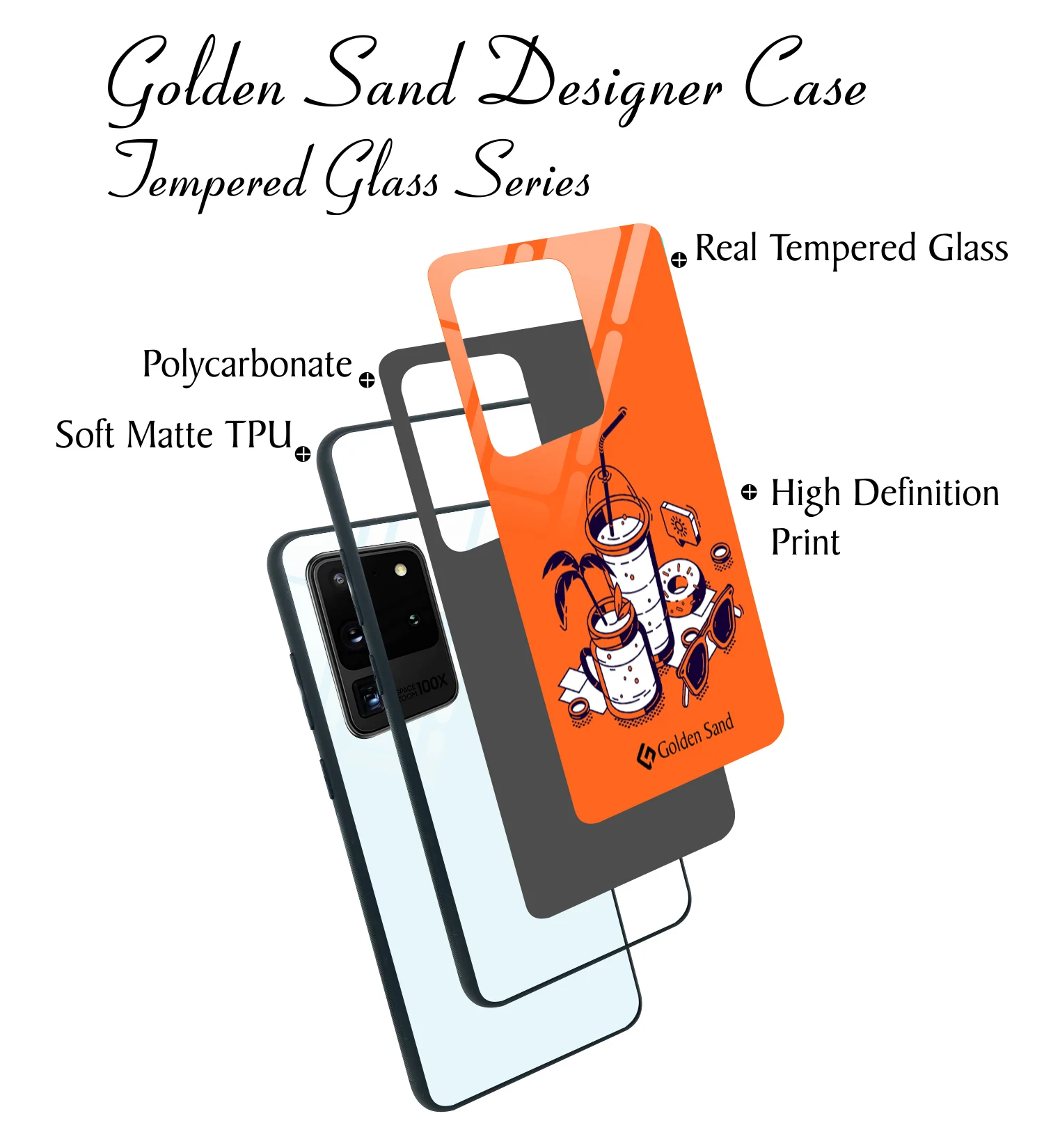 Golden Sand Slim Designer Glass Series For Samsung Galaxy S20 Ultra [Beach 1] - Image 3
