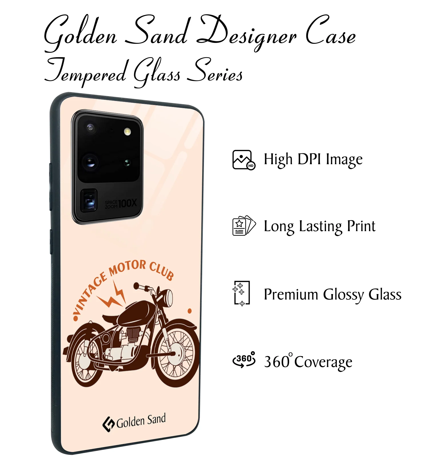 Golden Sand Slim Designer Glass Series For Samsung Galaxy S20 Ultra [Bike 1] - Image 2