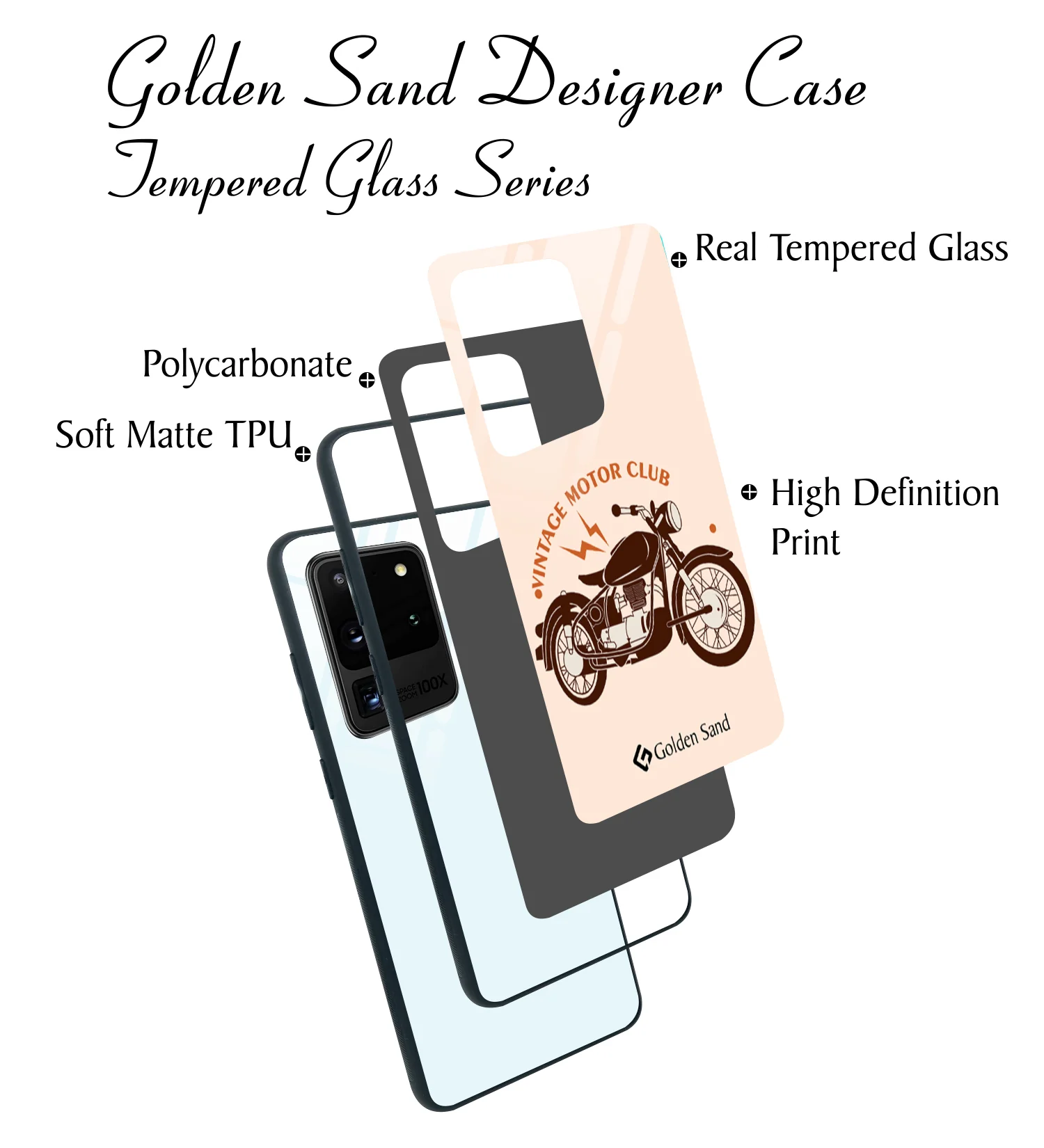 Golden Sand Slim Designer Glass Series For Samsung Galaxy S20 Ultra [Bike 1] - Image 3