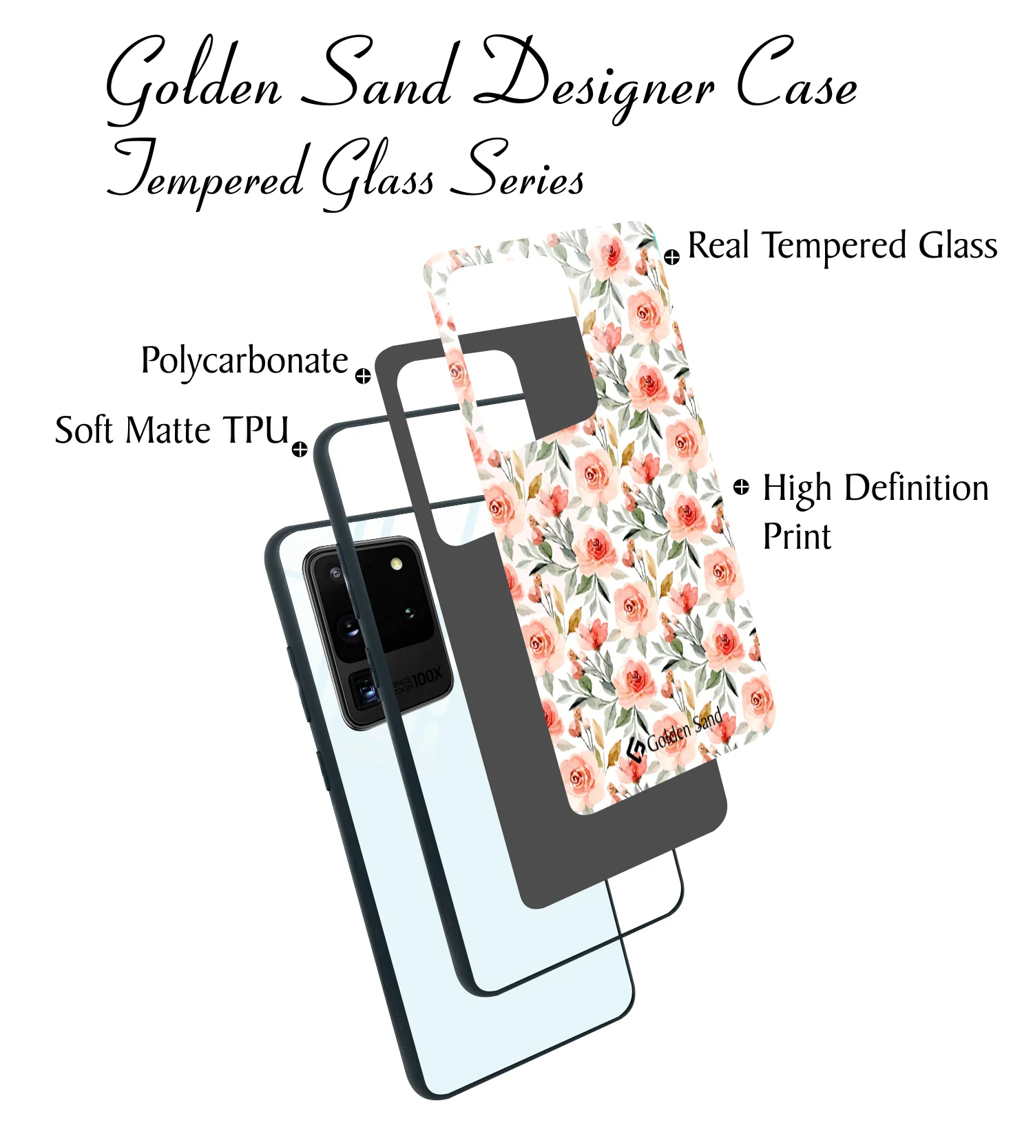Golden Sand Slim Designer Glass Series For Samsung Galaxy S20 Ultra [Flower 1] - Image 3