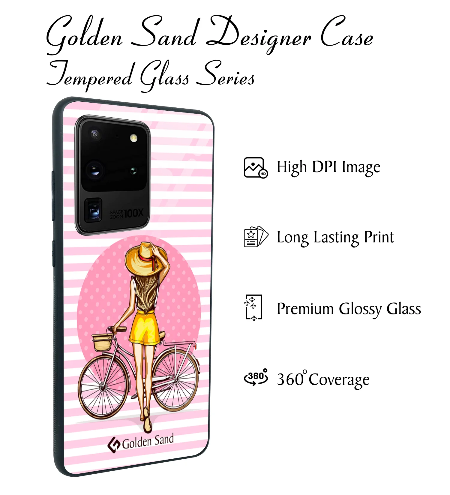 Golden Sand Slim Designer Glass Series For Samsung Galaxy S20 Ultra [Girl 1] - Image 2