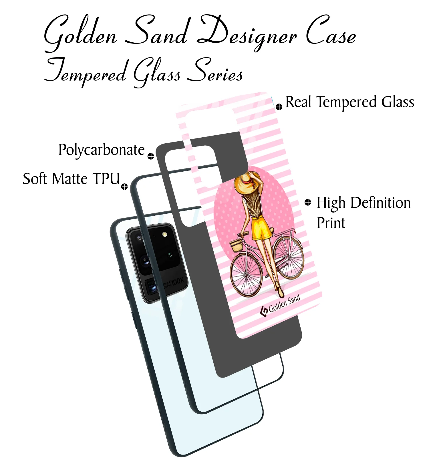 Golden Sand Slim Designer Glass Series For Samsung Galaxy S20 Ultra [Girl 1] - Image 3