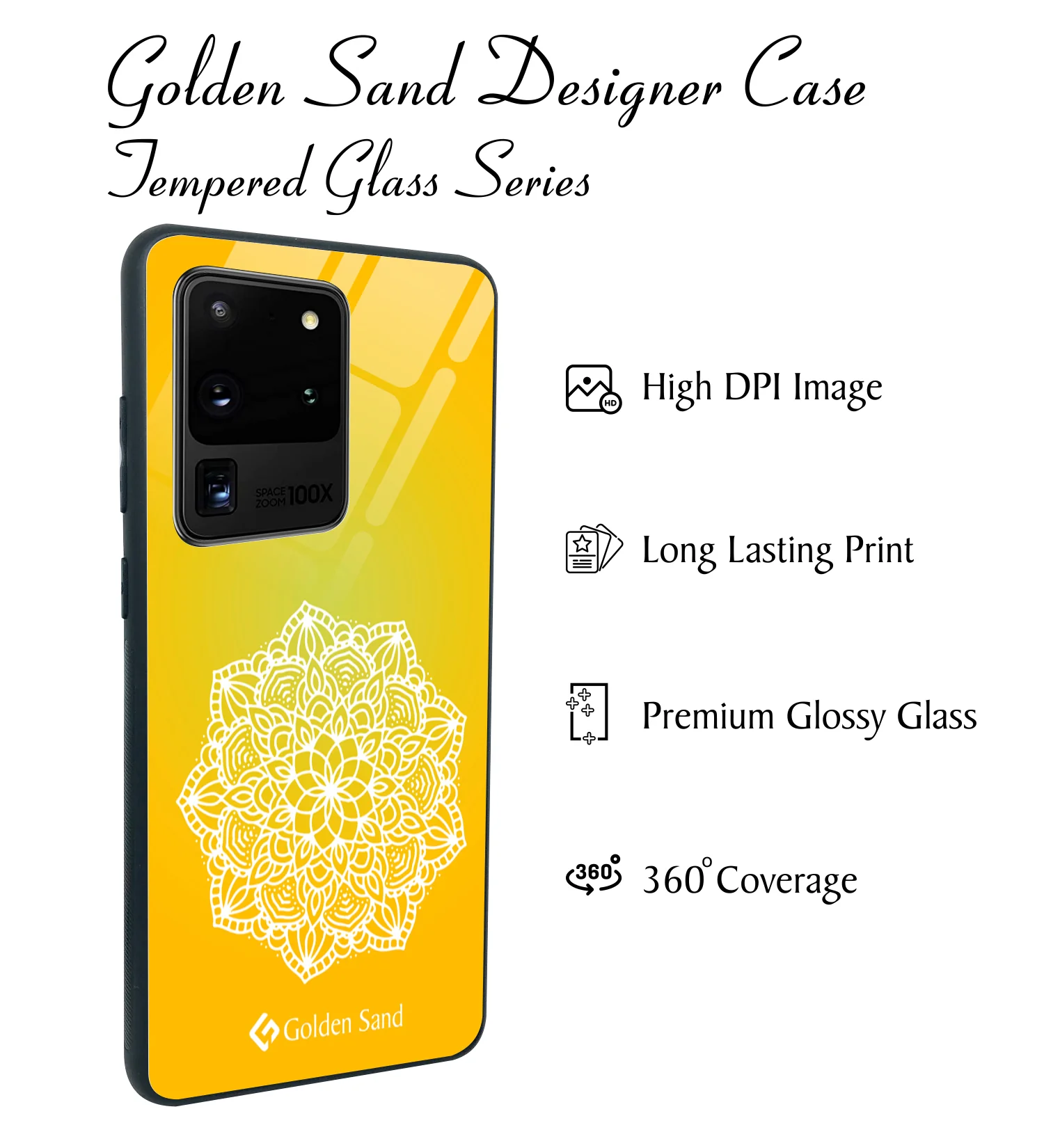 Golden Sand Slim Designer Glass Series For Samsung Galaxy S20 Ultra [Mandala 2] - Image 2