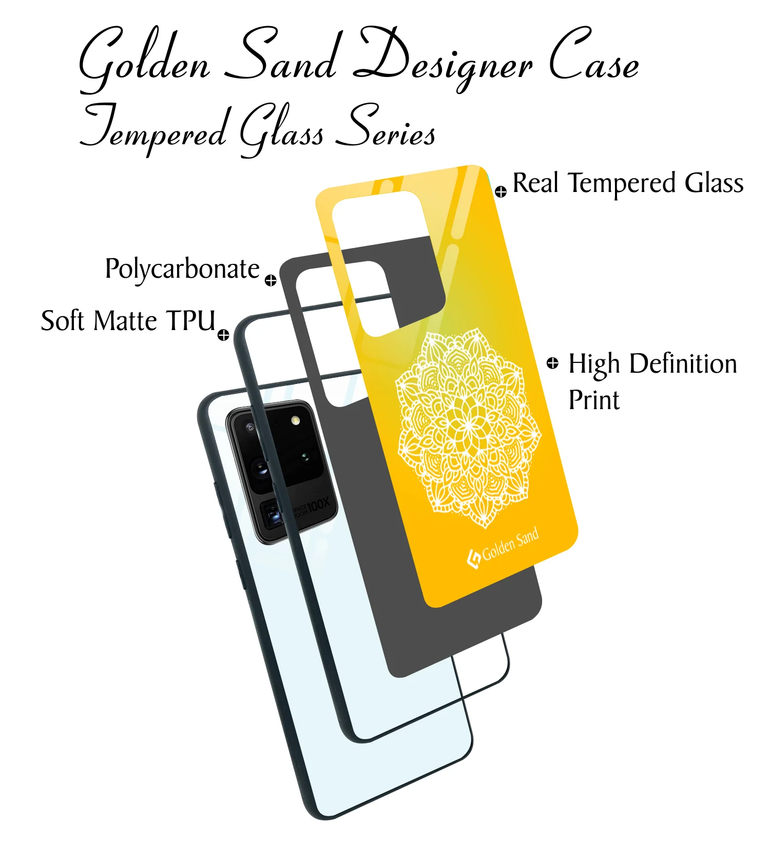 Golden Sand Slim Designer Glass Series For Samsung Galaxy S20 Ultra [Mandala 2] - Image 3
