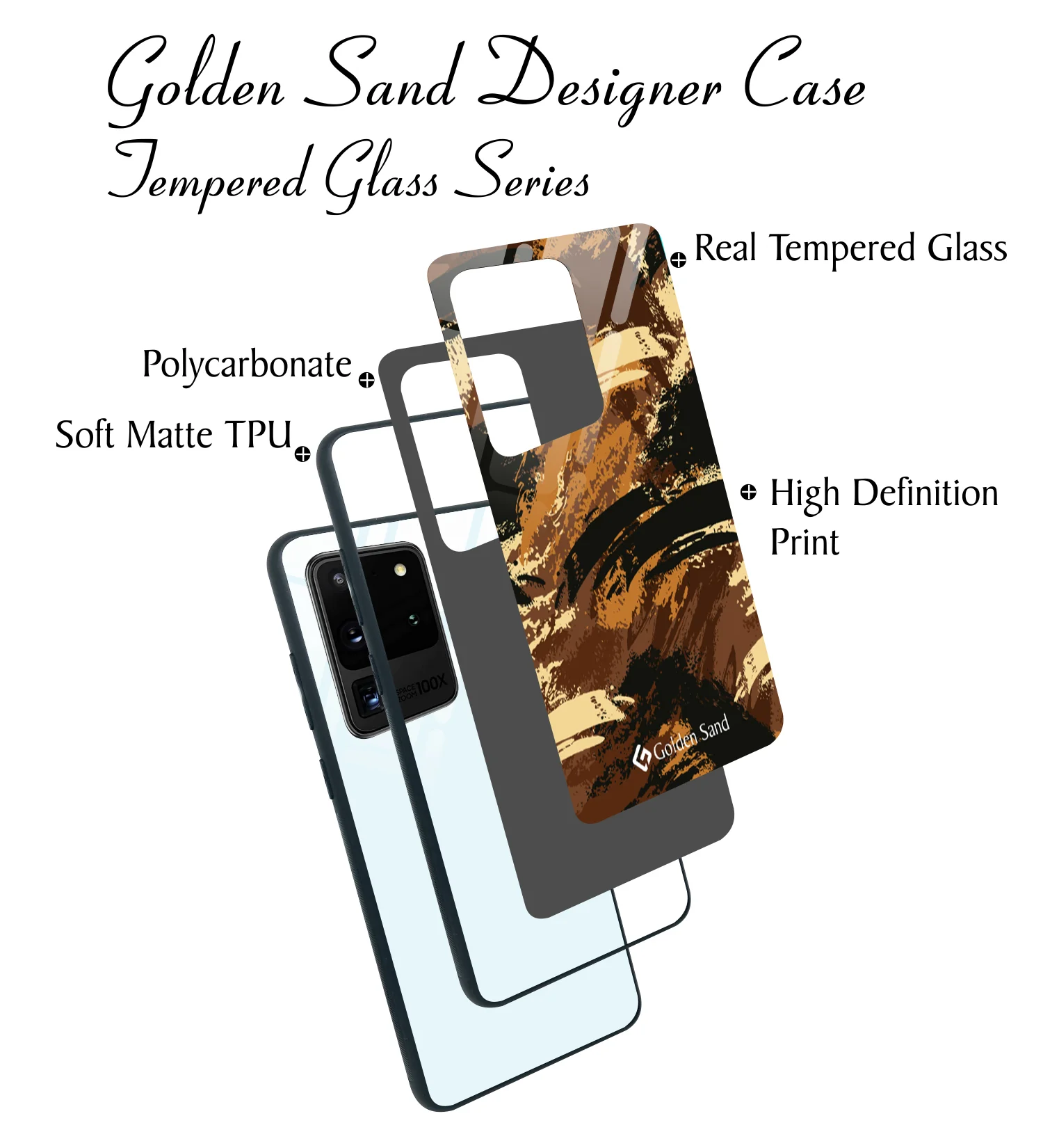 Golden Sand Slim Designer Glass Series For Samsung Galaxy S20 Ultra [Military 3] - Image 3