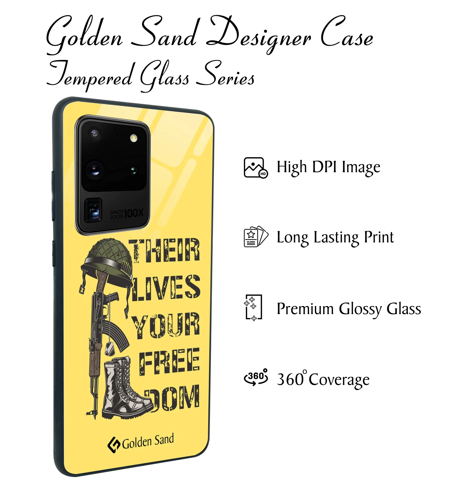 Golden Sand Slim Designer Glass Series For Samsung Galaxy S20 Ultra [Military 5] - Image 2