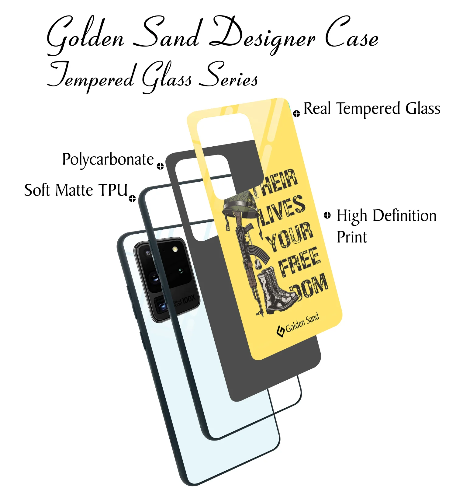 Golden Sand Slim Designer Glass Series For Samsung Galaxy S20 Ultra [Military 5] - Image 3