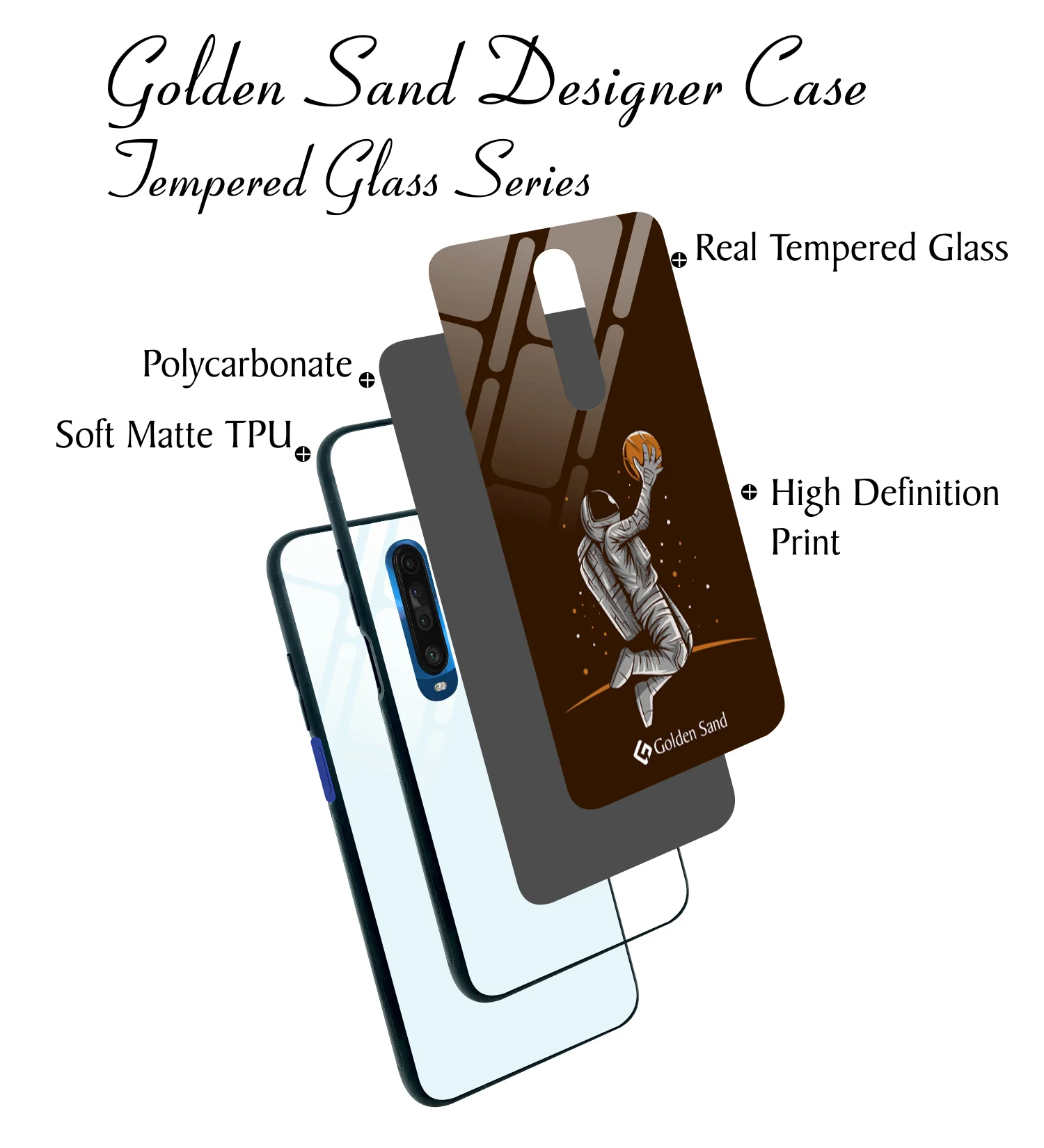 Golden Sand Slim Designer Glass Series For Xiaomi Poco X2 [Astronaut 1] - Image 3