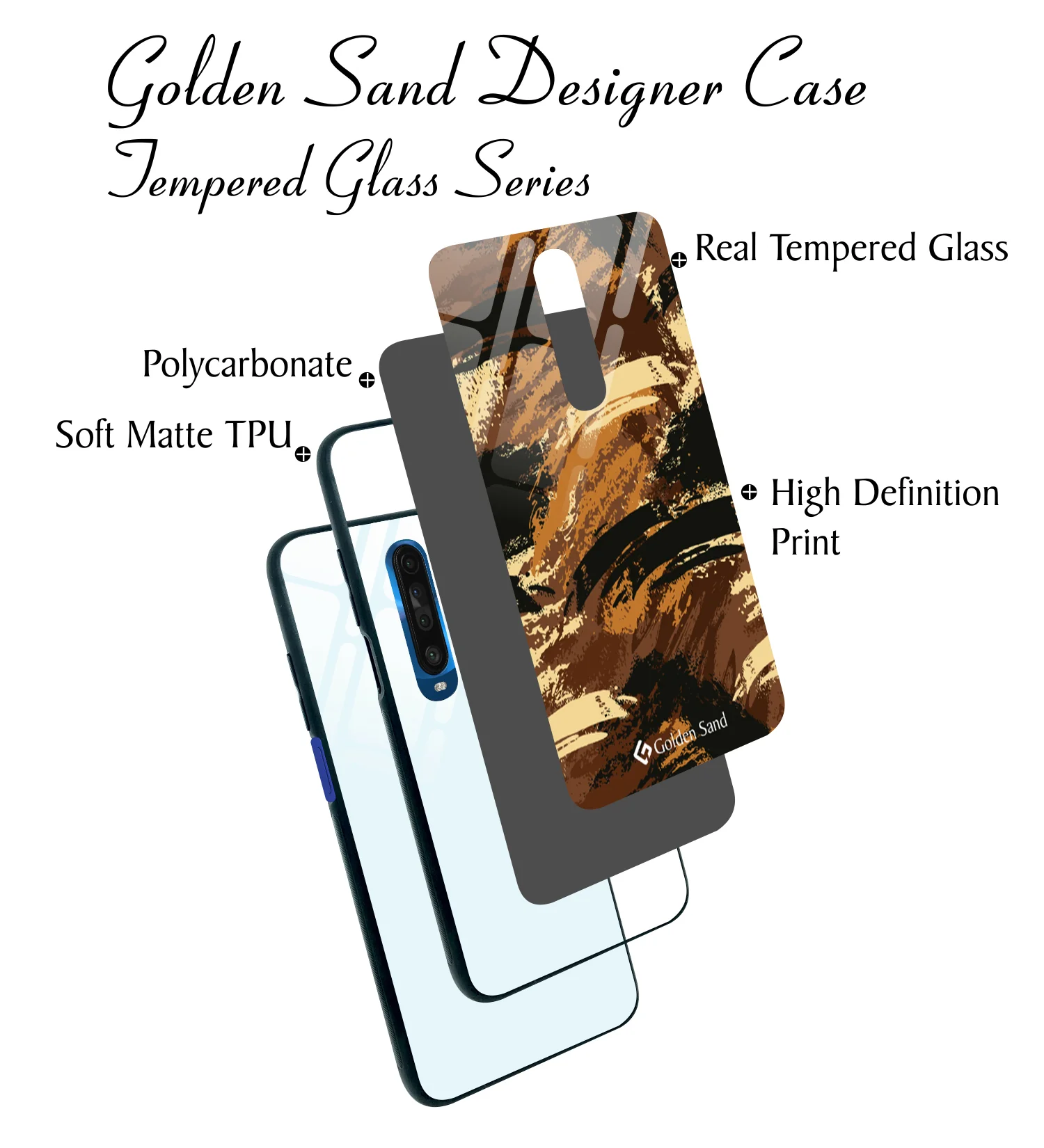 Golden Sand Slim Designer Glass Series For Xiaomi Poco X2 [Military 3] - Image 3