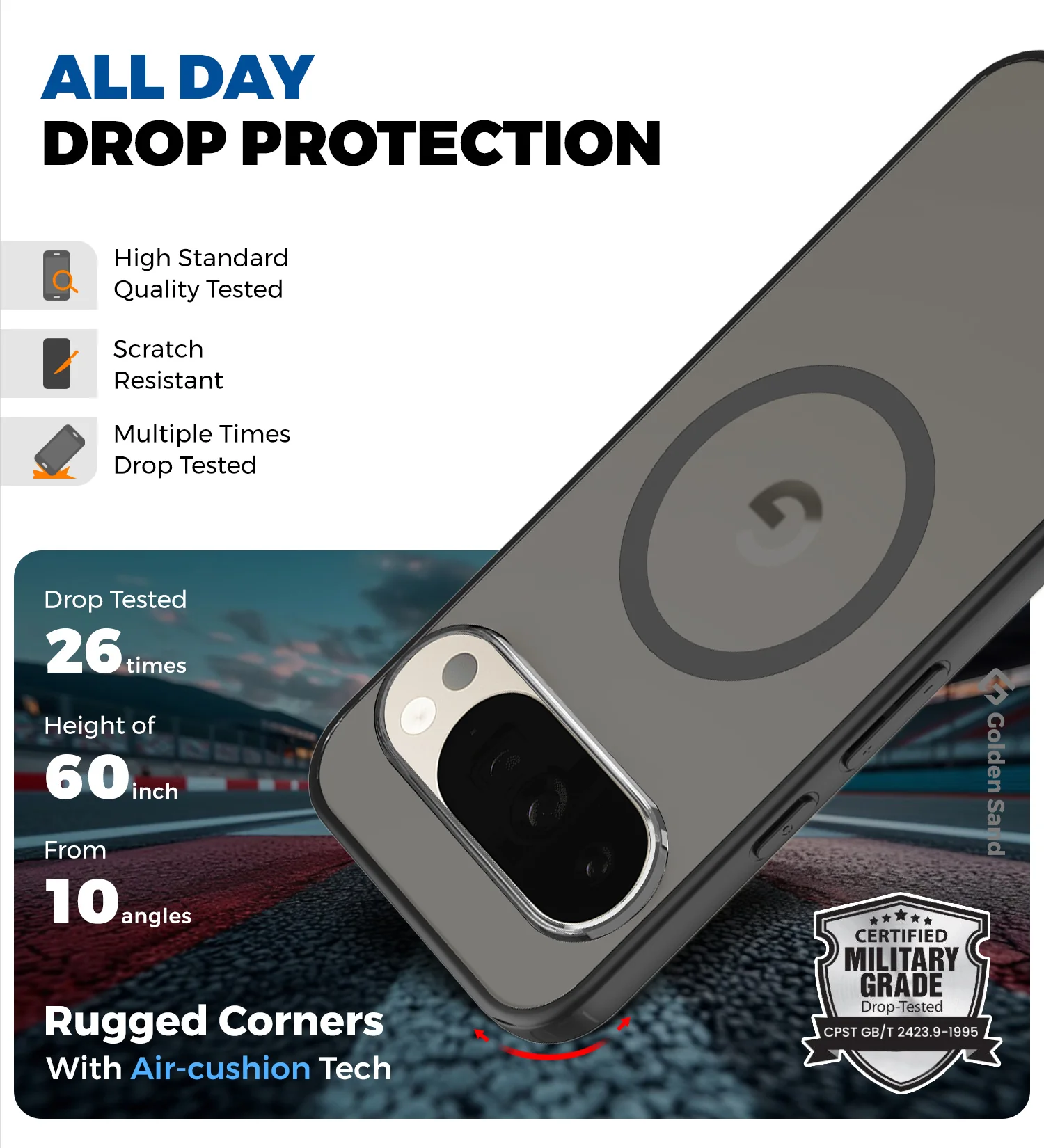 Google Pixel 10 Pro 5G (6.3 inch) Back Cover | Rugged Frosted MagSnap Series, Black - Image 4