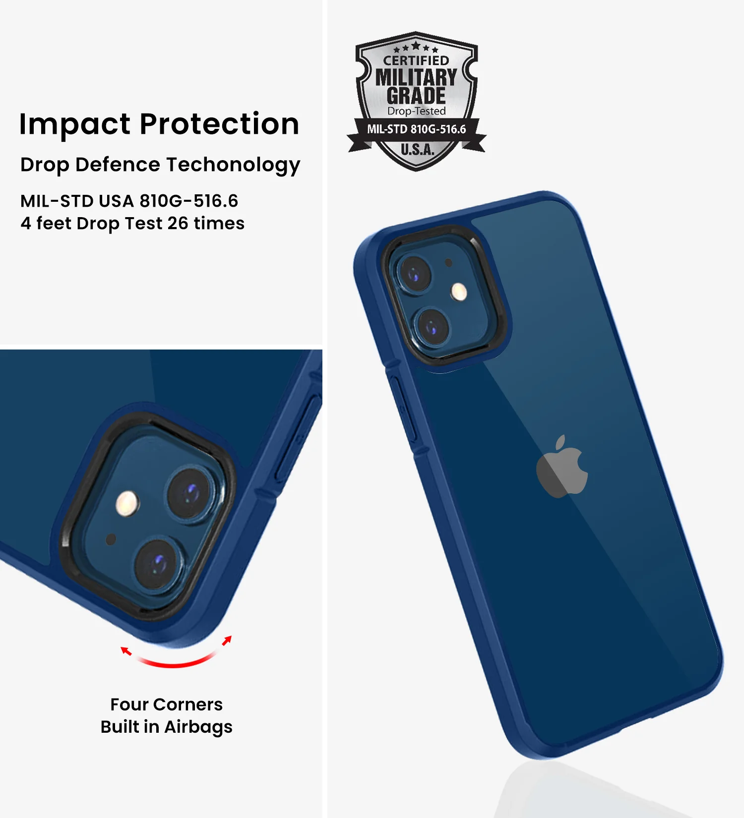 Apple iPhone 12 Pro    (6.1 inch) Back Cover | Ice Crystal Series [Anti Yellow], Deep Blue - Image 3