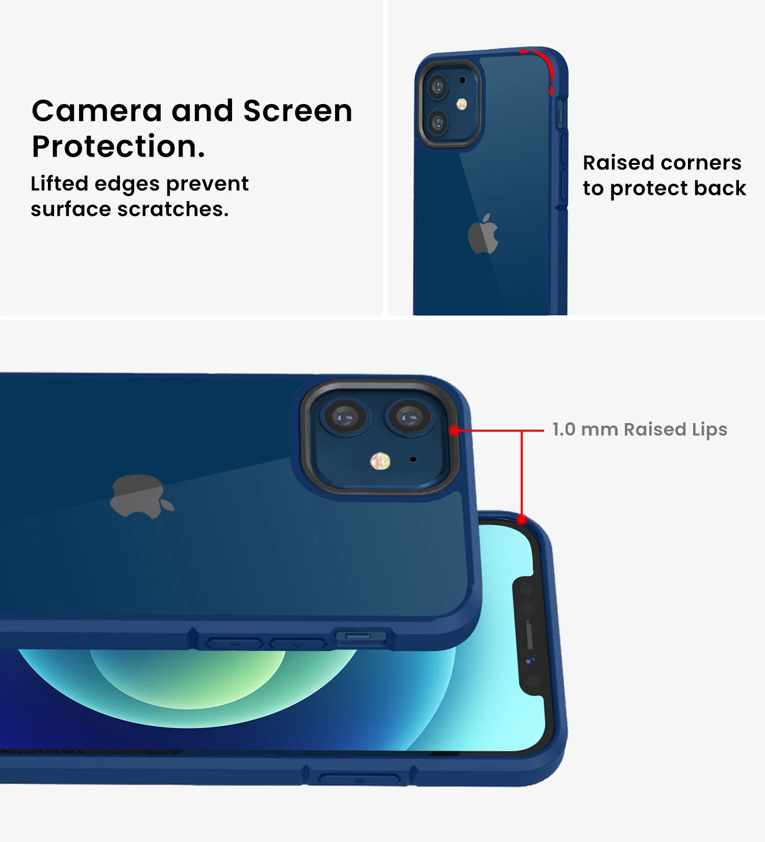 Apple iPhone 12 Pro    (6.1 inch) Back Cover | Ice Crystal Series [Anti Yellow], Deep Blue - Image 4