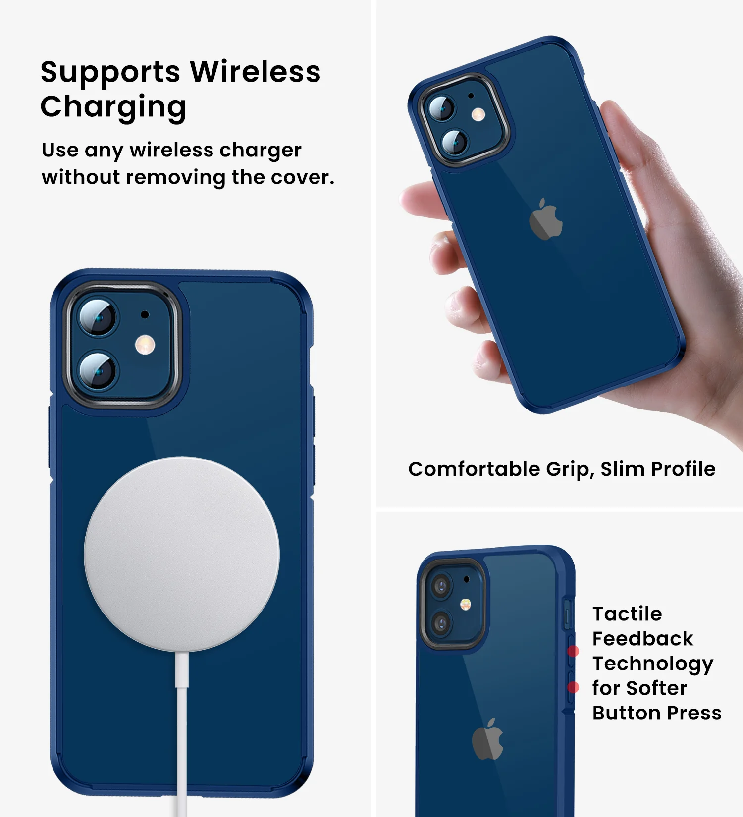 Apple iPhone 12 Pro    (6.1 inch) Back Cover | Ice Crystal Series [Anti Yellow], Deep Blue - Image 5