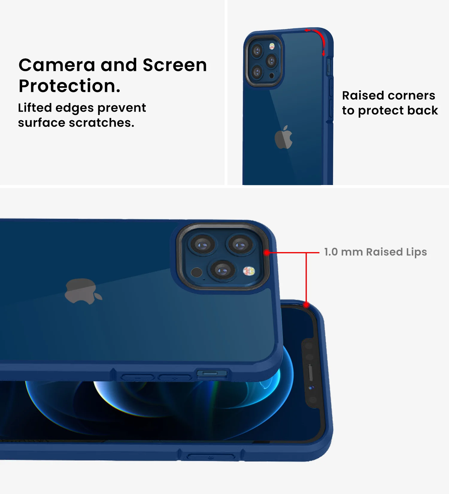 Apple iPhone 12 Pro    (6.1 inch) Back Cover | Ice Crystal Series [Anti Yellow], Deep Blue - Image 4