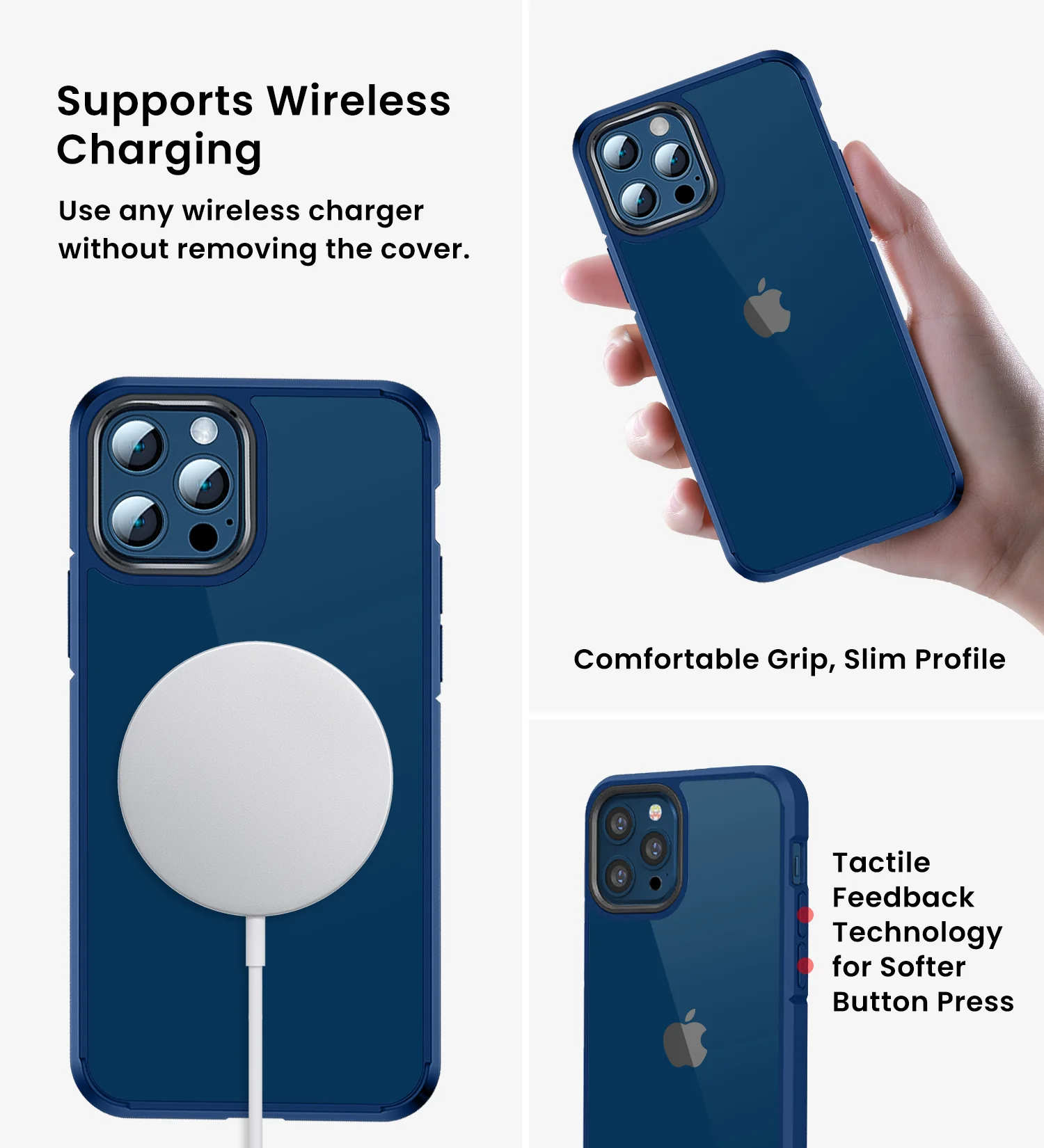Apple iPhone 12 Pro    (6.1 inch) Back Cover | Ice Crystal Series [Anti Yellow], Deep Blue - Image 5