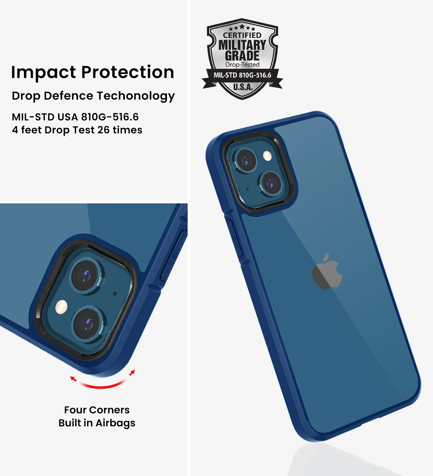 Apple iPhone 13 (6.1 inch) Back Cover | Ice Crystal Series [Anti Yellow], Deep Blue - Image 3
