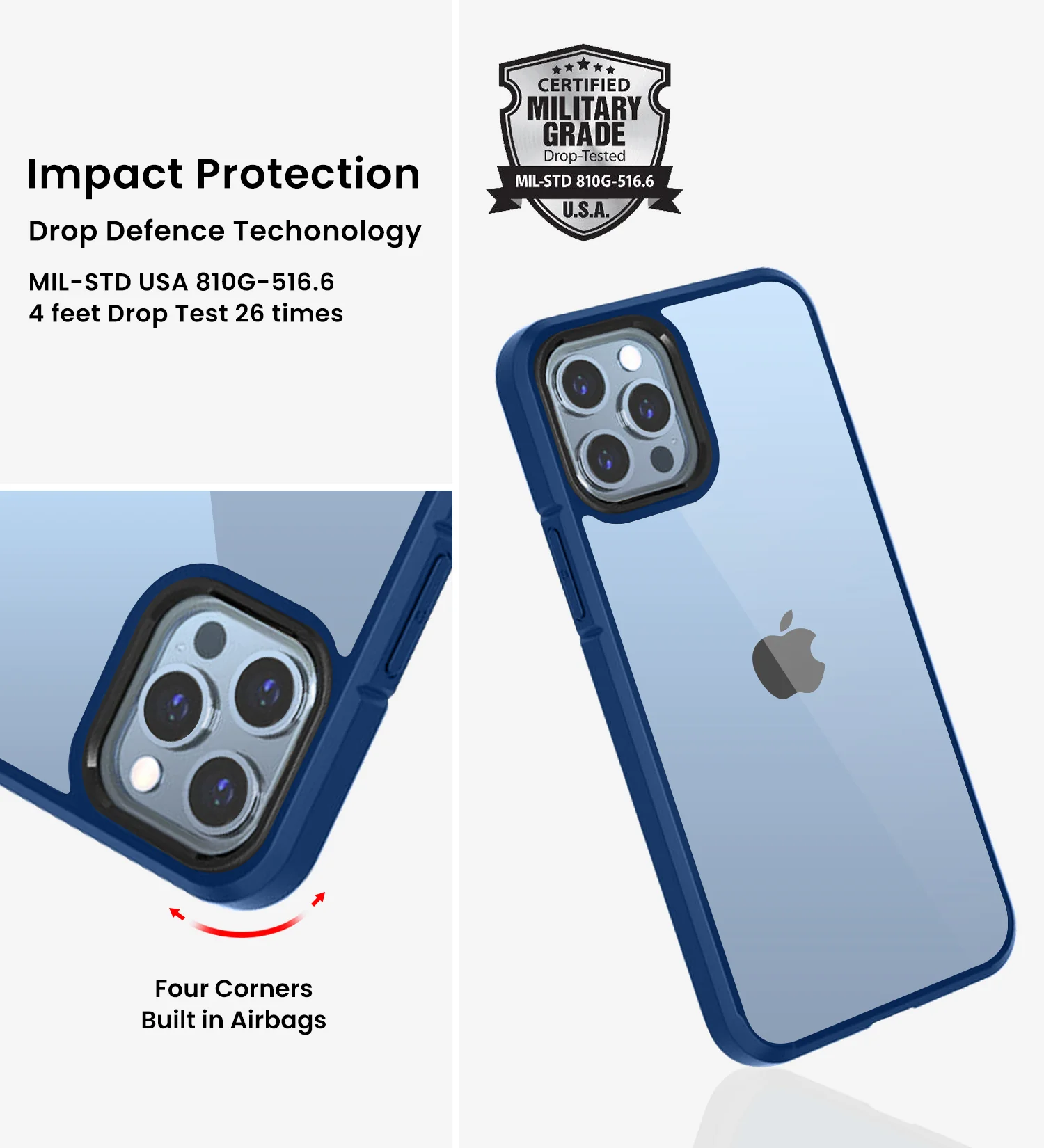 Apple iPhone 13 Pro (6.1 inch) Back Cover | Ice Crystal Series [Anti Yellow], Deep Blue - Image 3